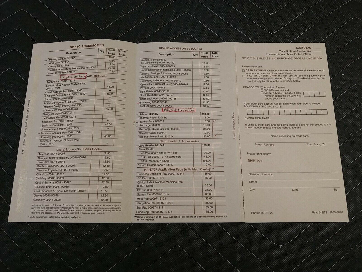 Hewlett-Packard HP-41C Application Pac / Surveying Pac Box, Manual & Papers Only