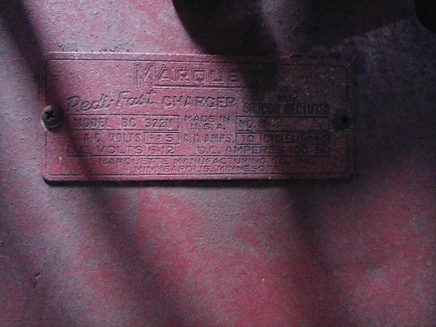 VINTAGE MARQUETTE BATTERY CHARGER RediFast Redi Fast BC 322N