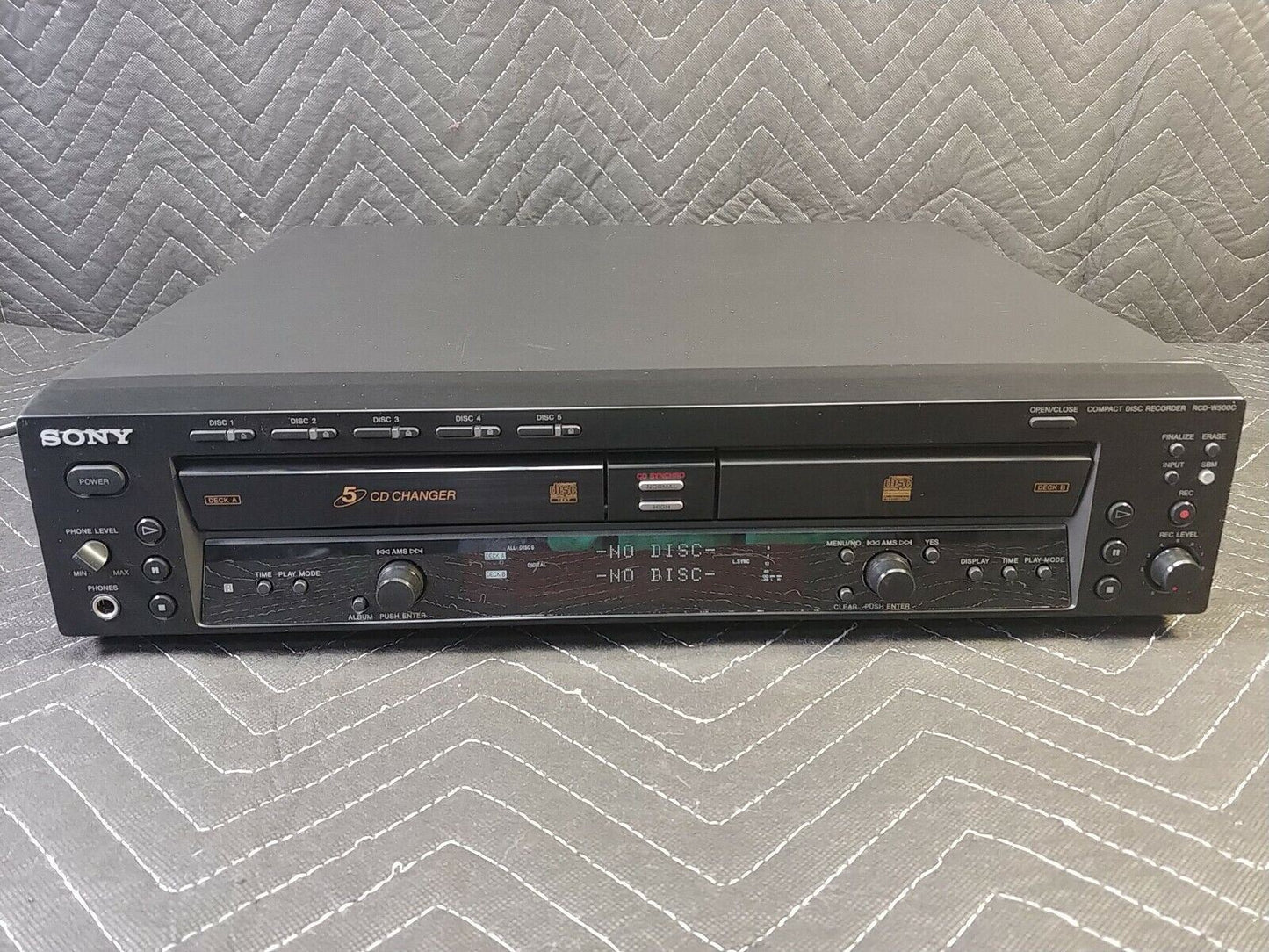 Sony RCD-W500C 5 CD Changer/CD Dubbing Recorder - Lenses Cleaned Tested Working