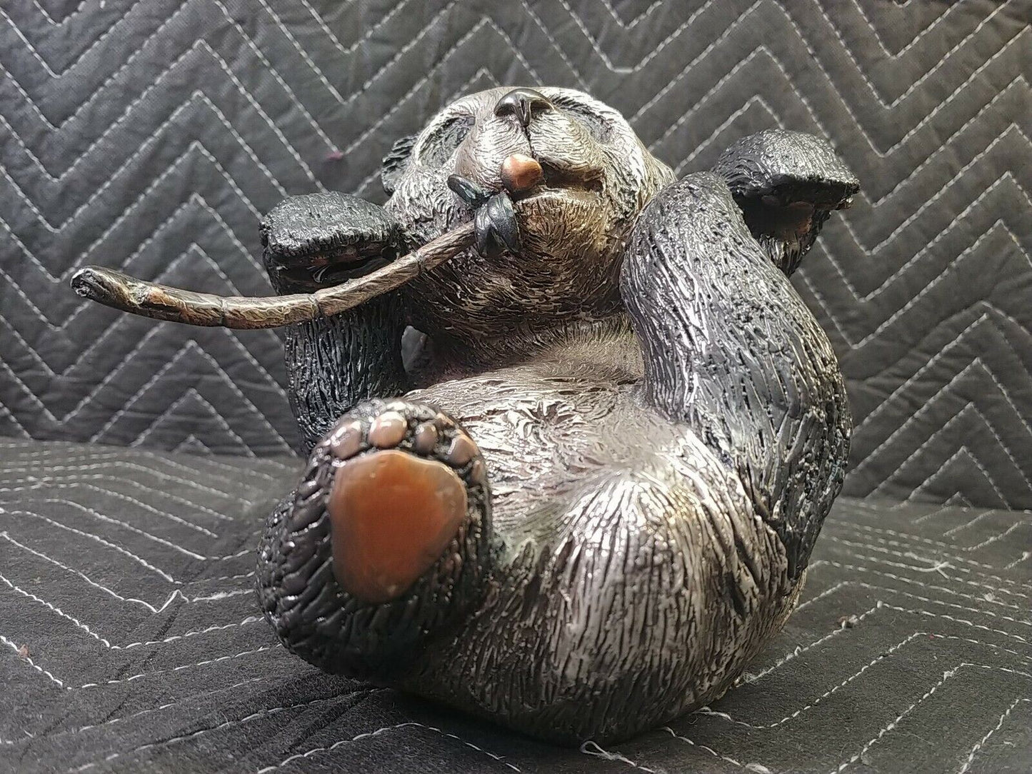 D'ARGENTA SCULPTURE ~ Silver Panda Bear w/ Bamboo Vintage - International Vtg