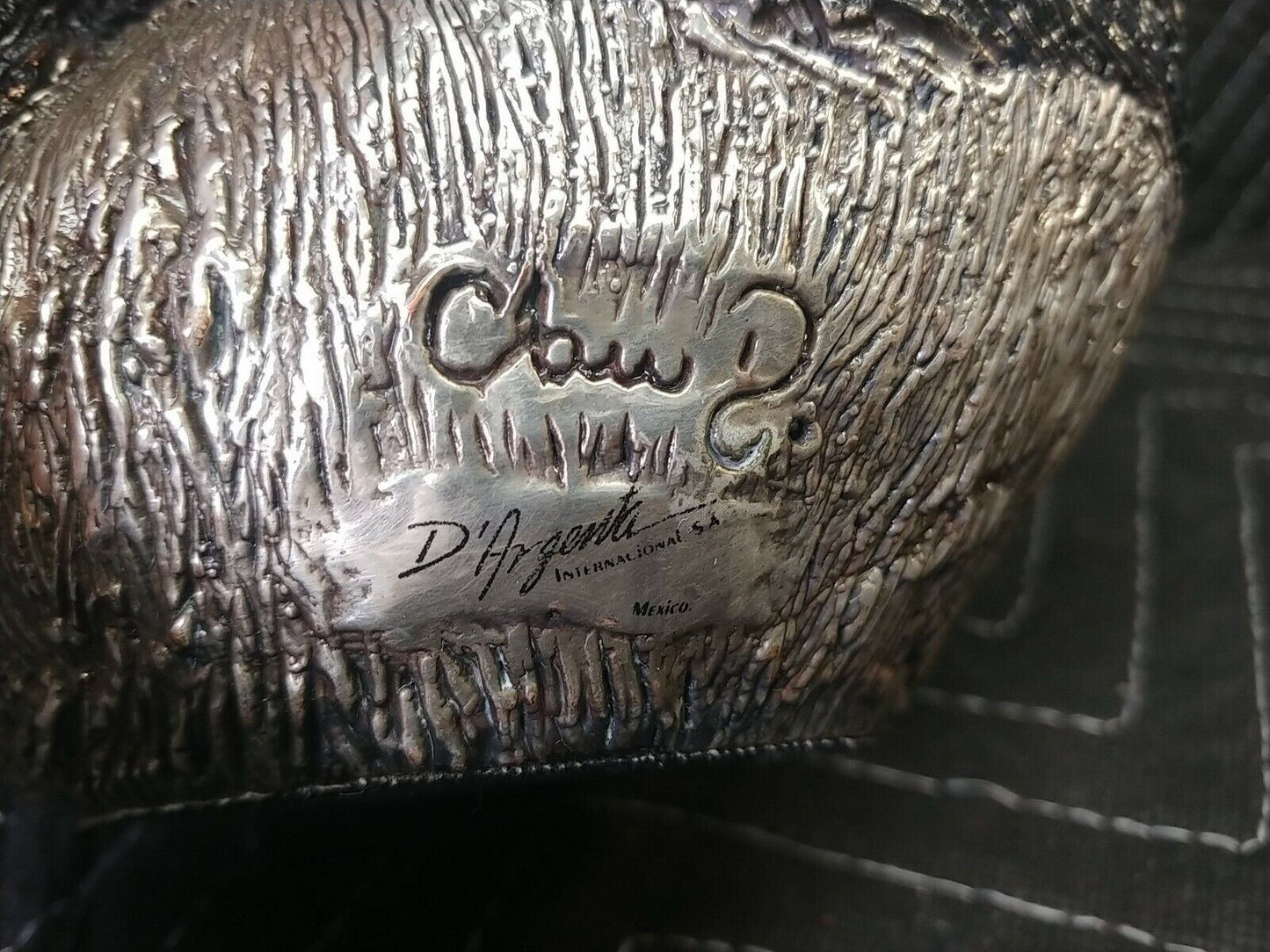 D'ARGENTA SCULPTURE ~ Silver Panda Bear w/ Bamboo Vintage - International Vtg