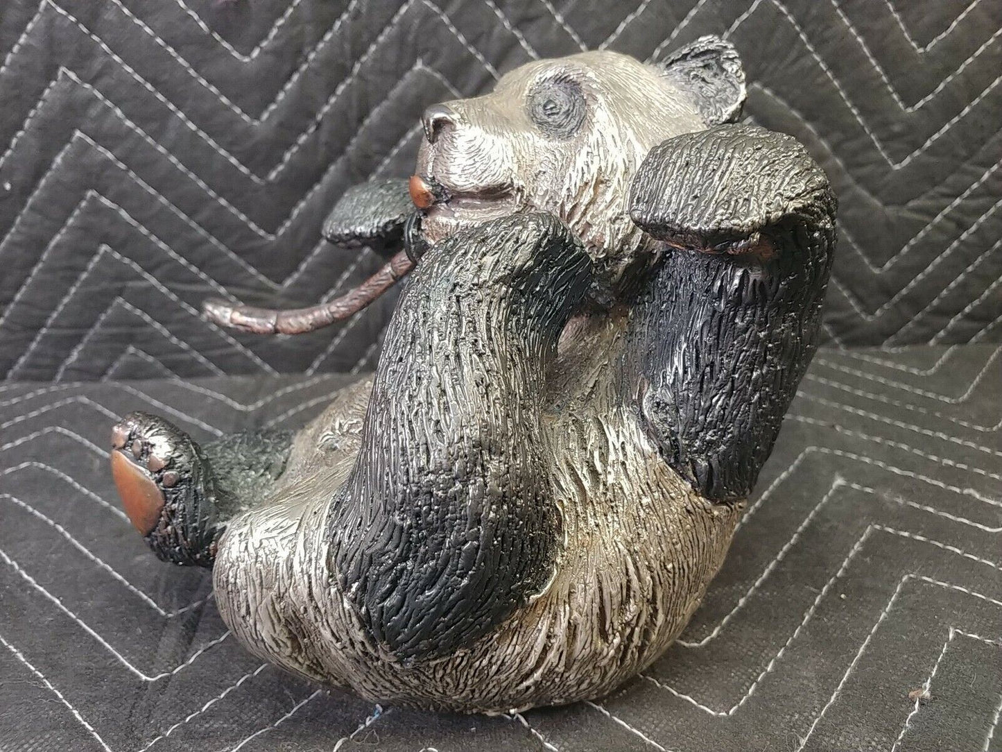 D'ARGENTA SCULPTURE ~ Silver Panda Bear w/ Bamboo Vintage - International Vtg