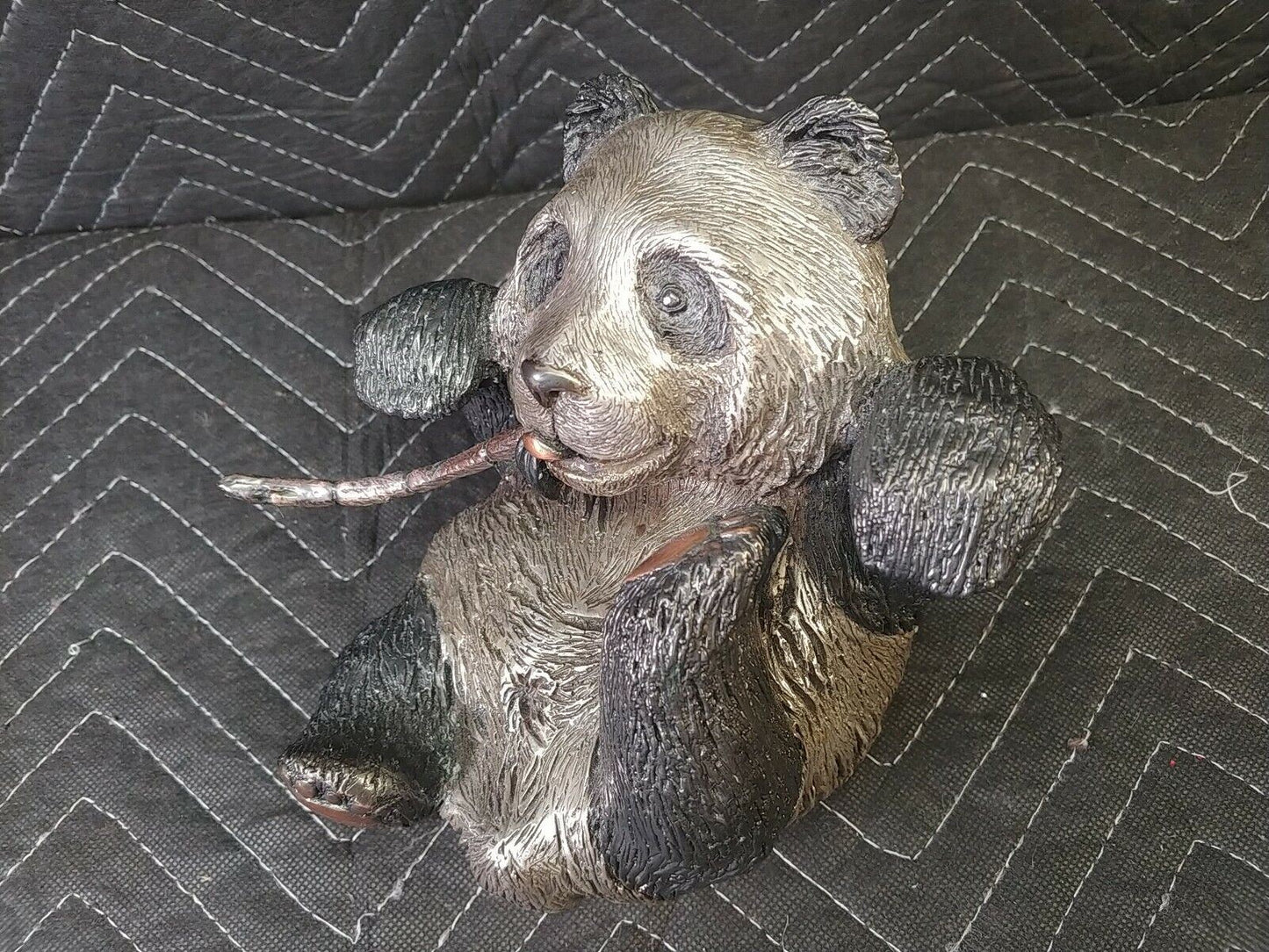 D'ARGENTA SCULPTURE ~ Silver Panda Bear w/ Bamboo Vintage - International Vtg