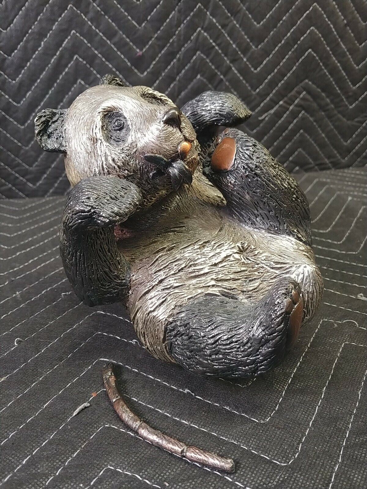 D'ARGENTA SCULPTURE ~ Silver Panda Bear w/ Bamboo Vintage - International Vtg