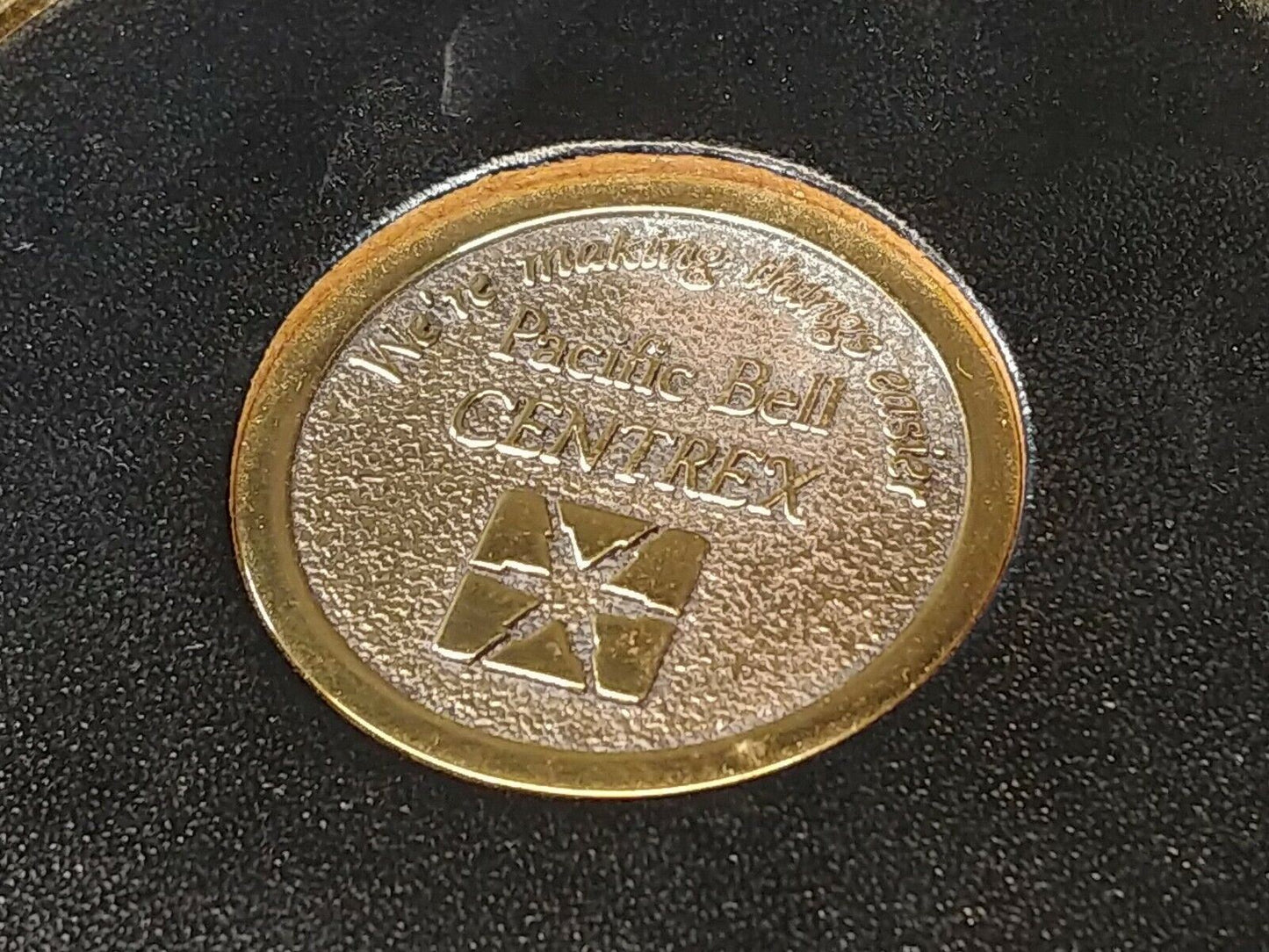 PACIFIC BELL CENTREX Program Coasters Wood & Brass - Display Quality