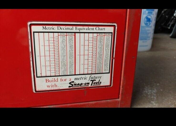 Snap On Tools 9 Drawer Red Tool Chest Box Cabinet 26 inches wide Vintage