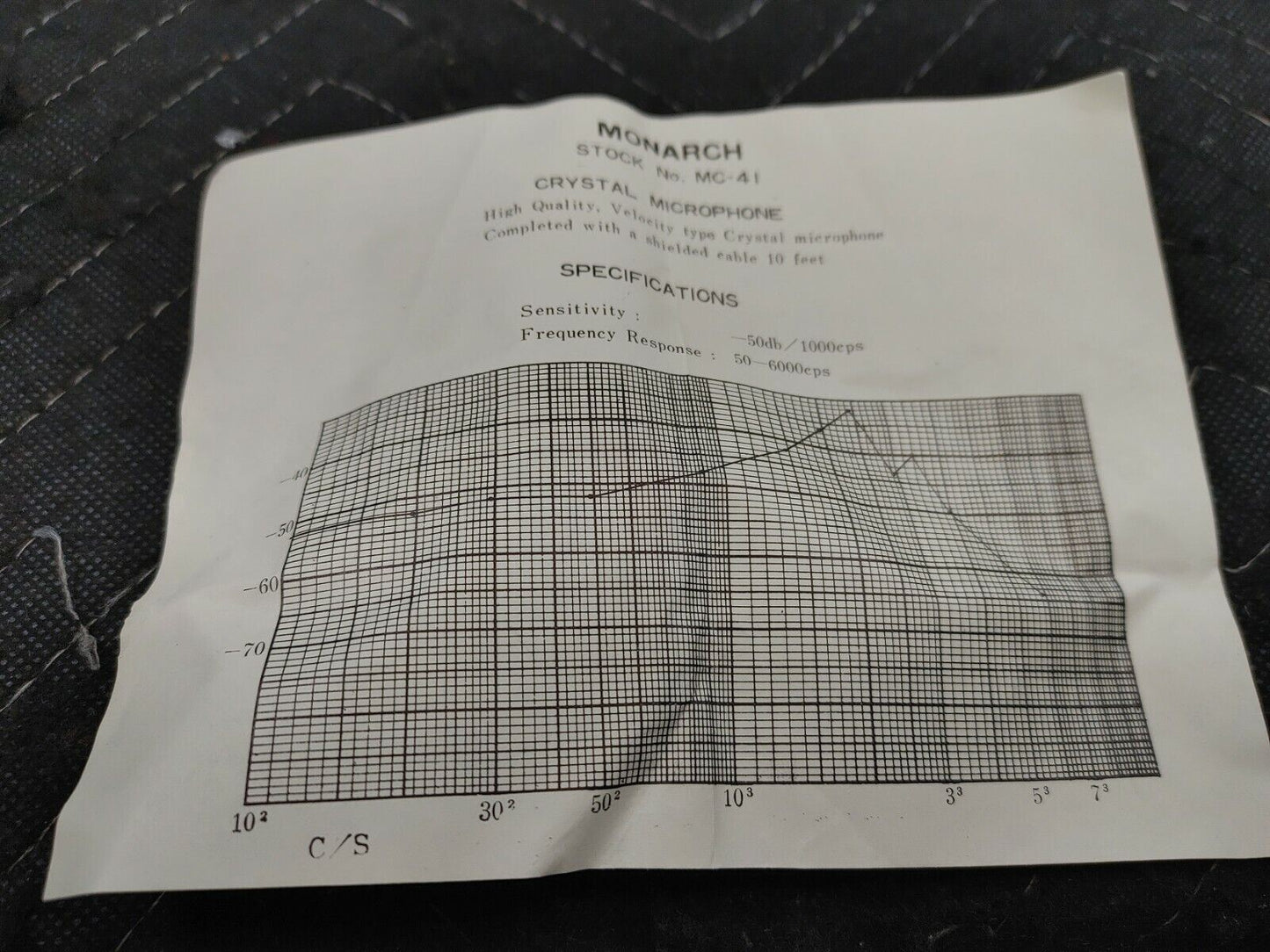 NOS - Monarch MC-41 Crystal Microphone
