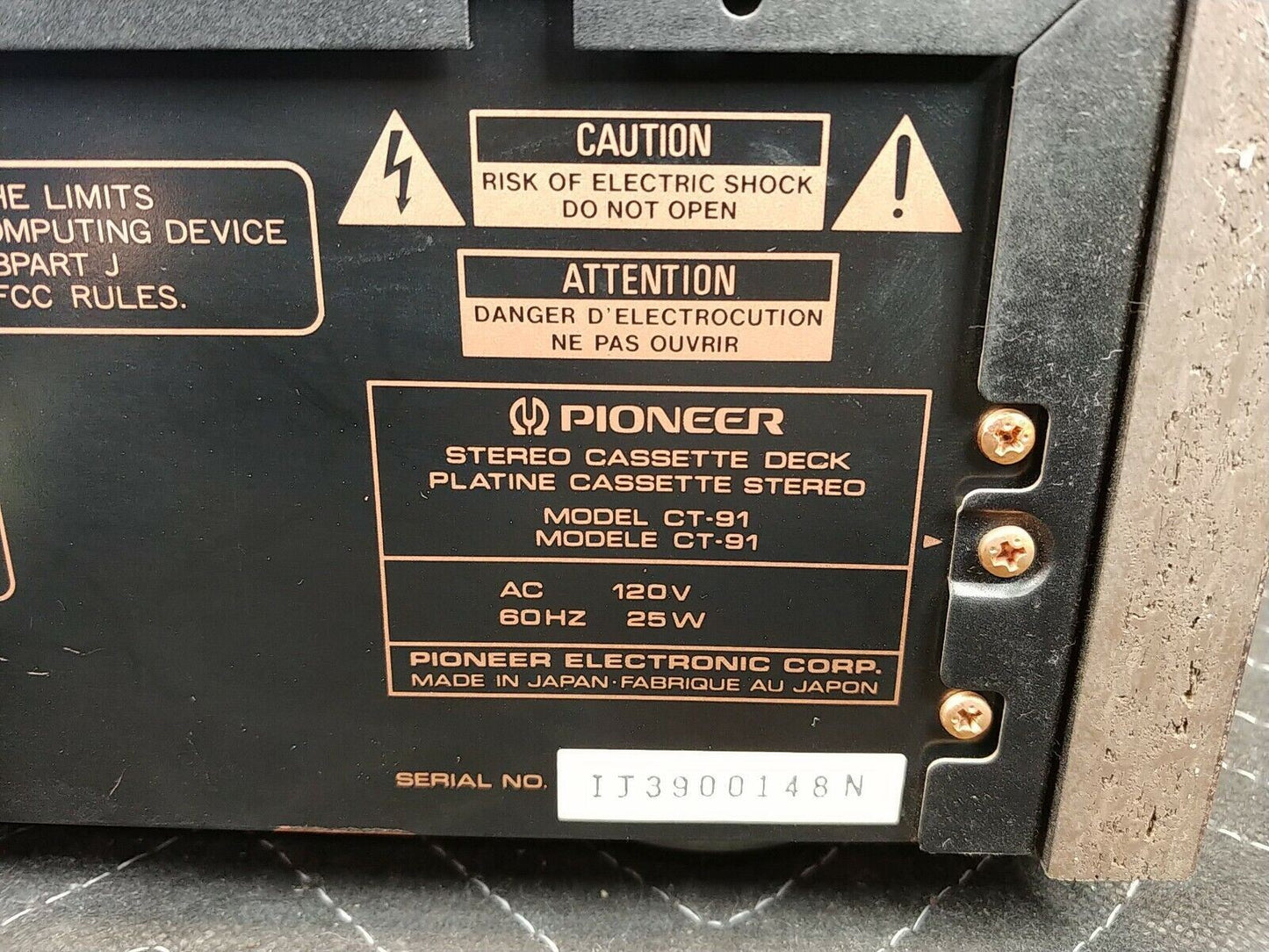 Pioneer CT-91 Cassette Deck