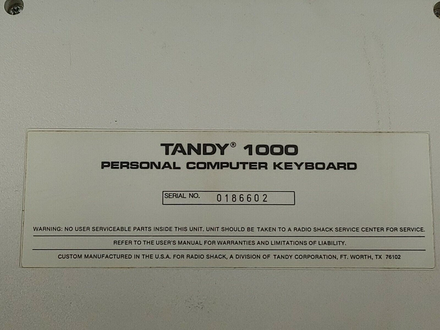 Vintage Radio Shack Tandy 1000 Personal Computer Keyboard