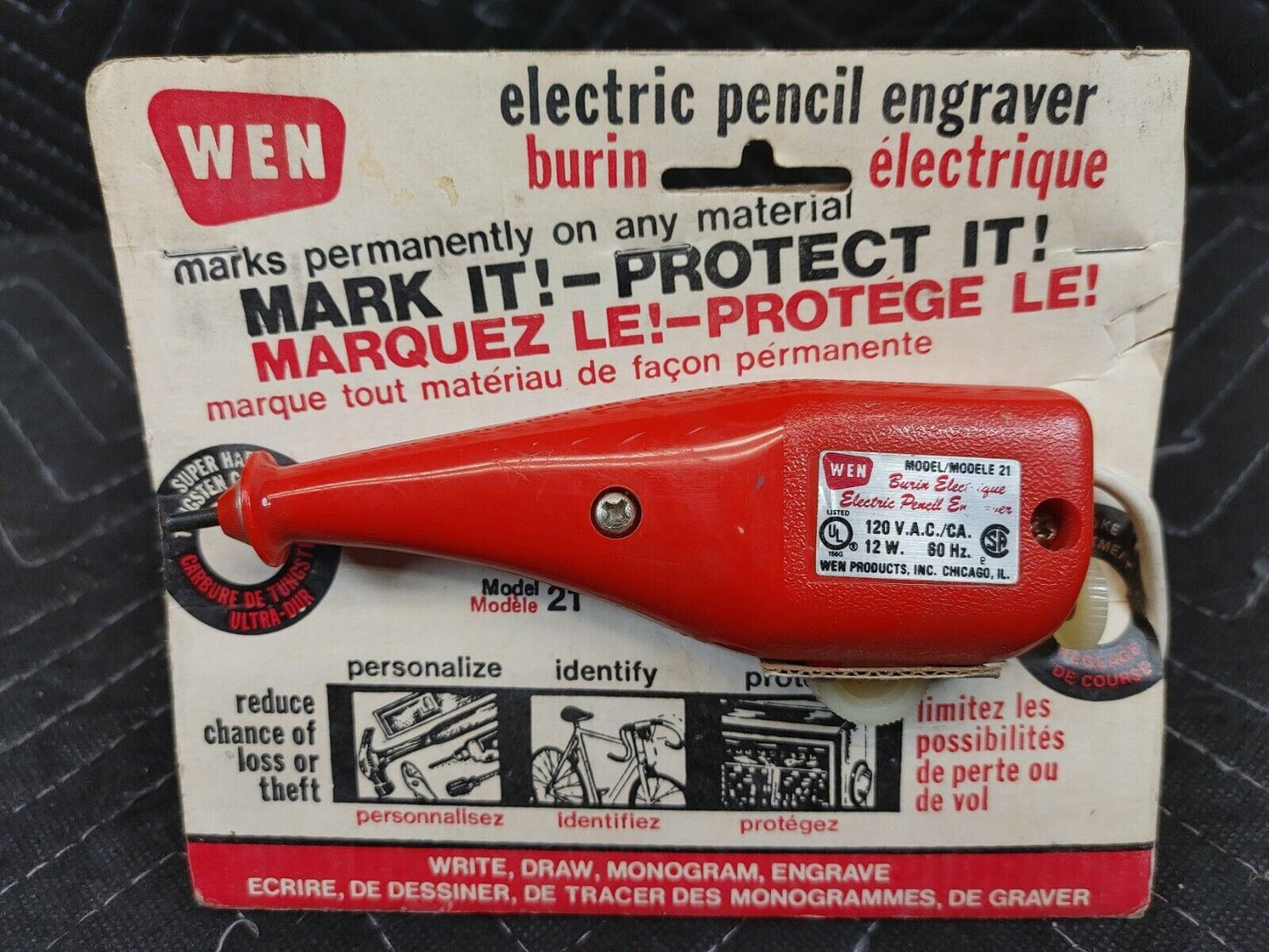 WEN Electric Pencil Engraver Model 21 Etching Engraving Tool Vintage NOS
