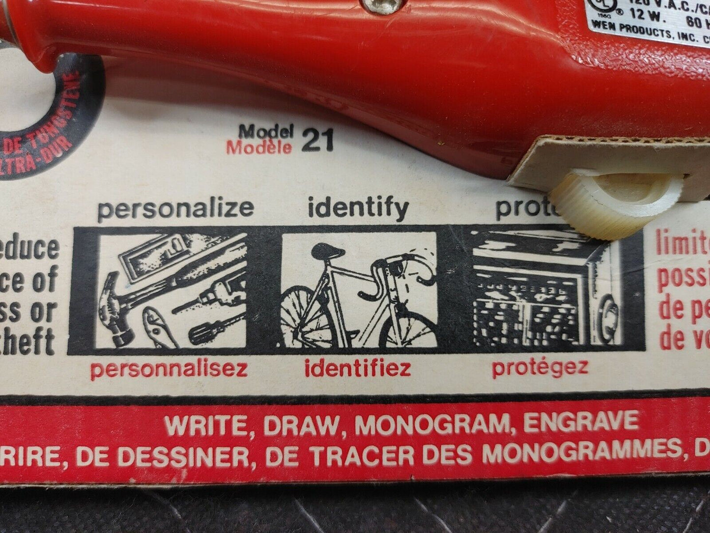 WEN Electric Pencil Engraver Model 21 Etching Engraving Tool Vintage NOS