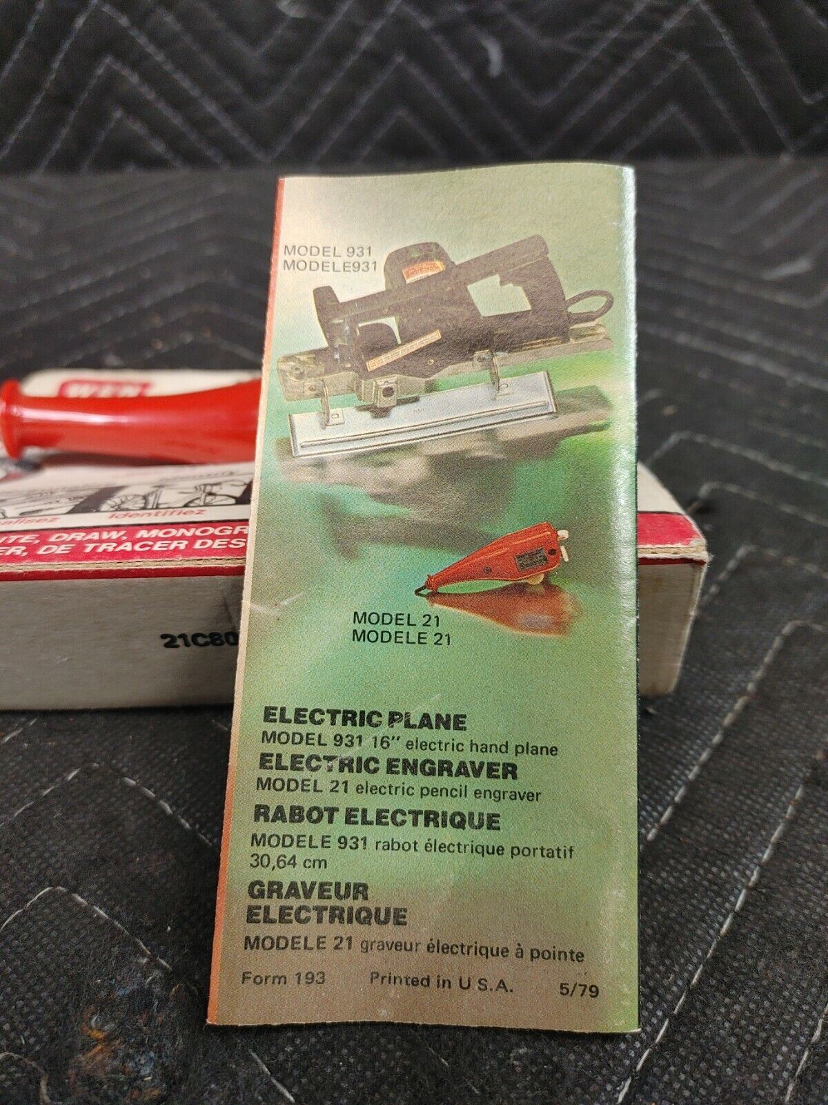 WEN Electric Pencil Engraver Model 21 Etching Engraving Tool Vintage NOS