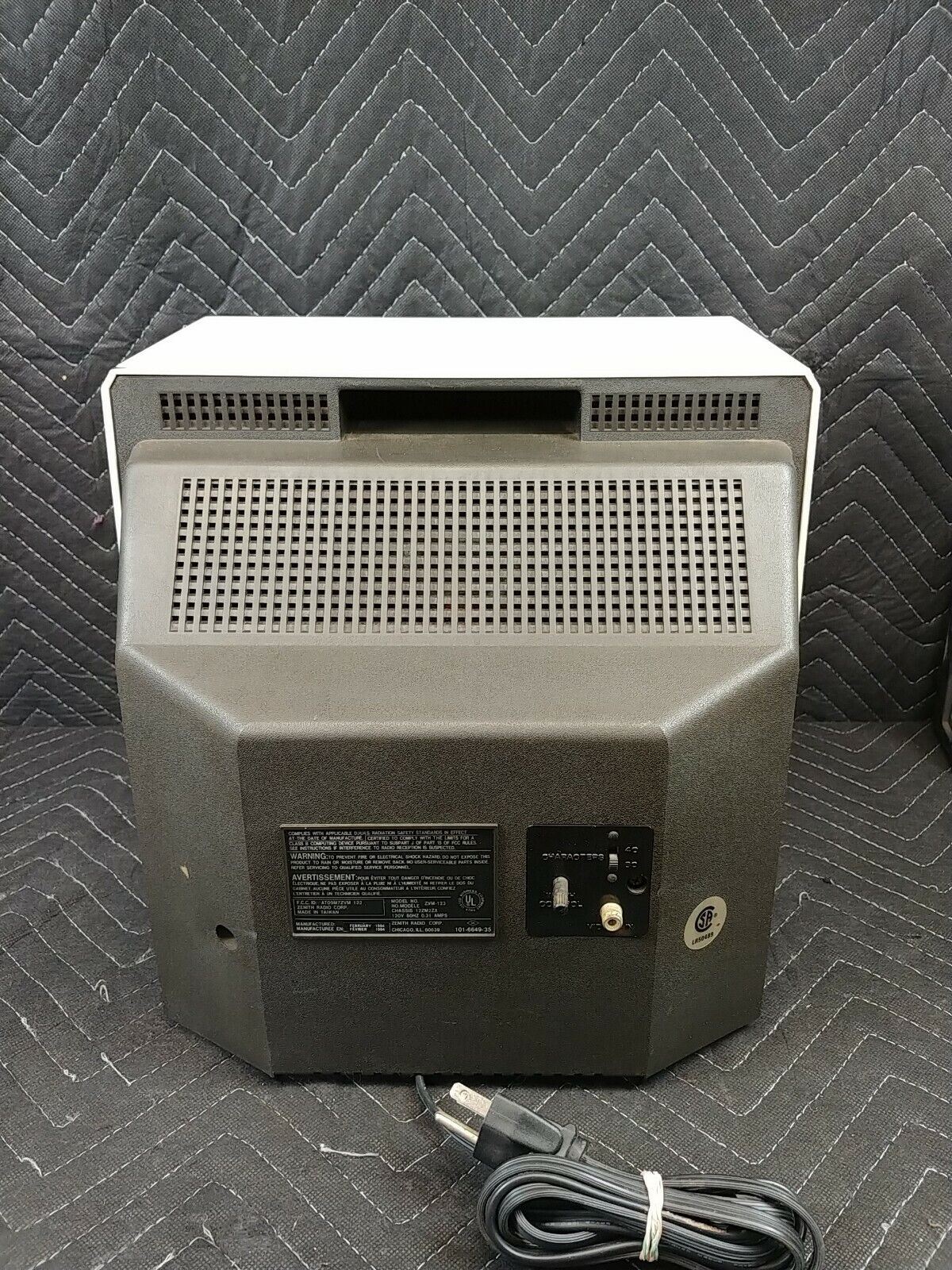 Zenith Data Systems Monitor ZVM-123 Works! VTG Screen