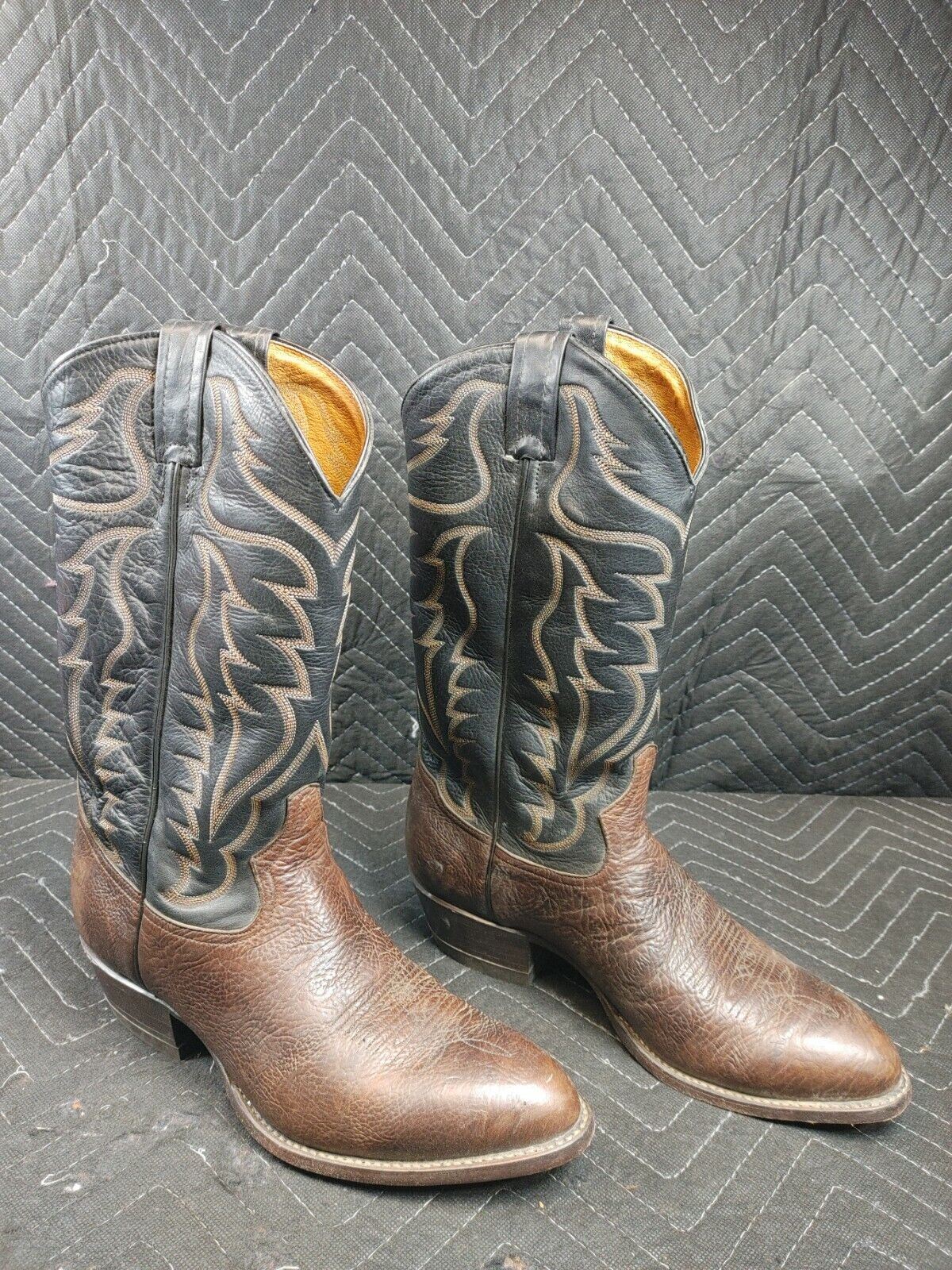 Tony Lama #6171 2-Tone Leather Cowboy Western Pull On Men's Boots Size 8.5 EE