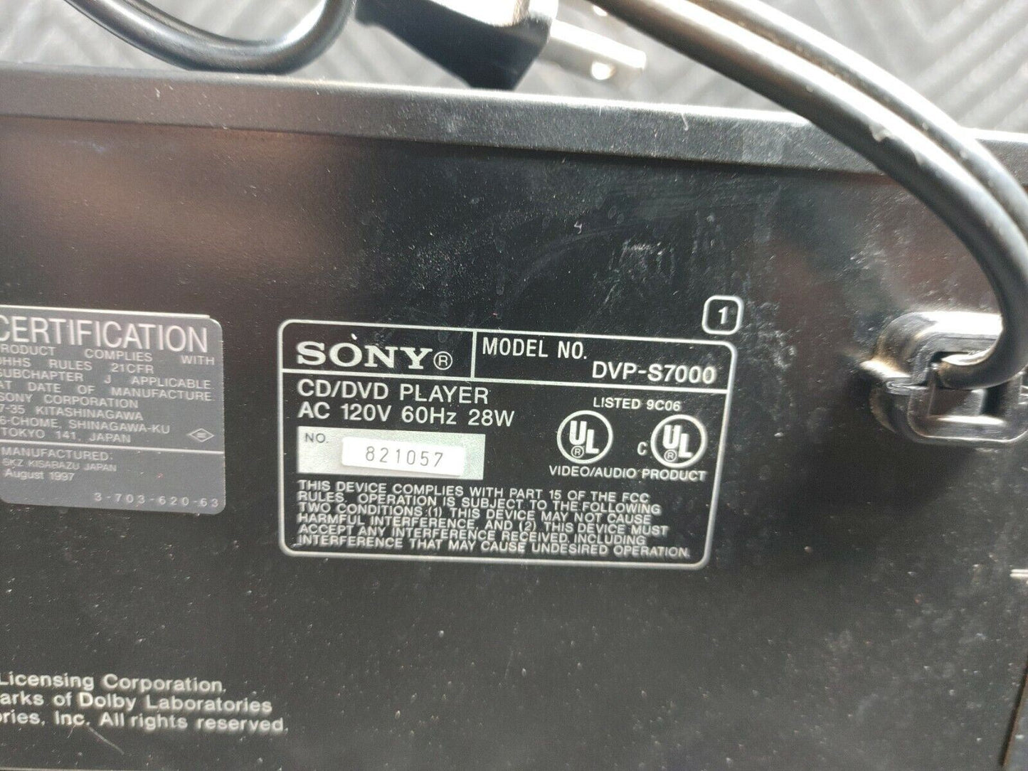 Sony DVP-S7000 Audiophile DVD/CD Player Black Tested Working