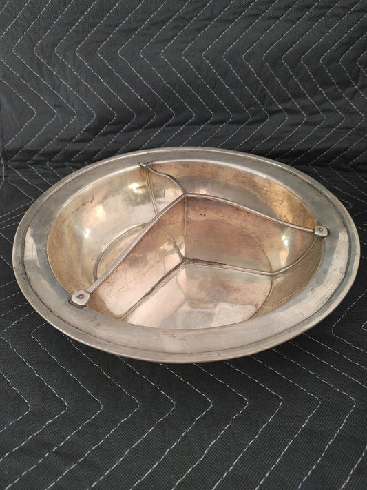 Reed Barton Sterling Silver 3x divided snack bowl - 12 1/2" - 1066 grams