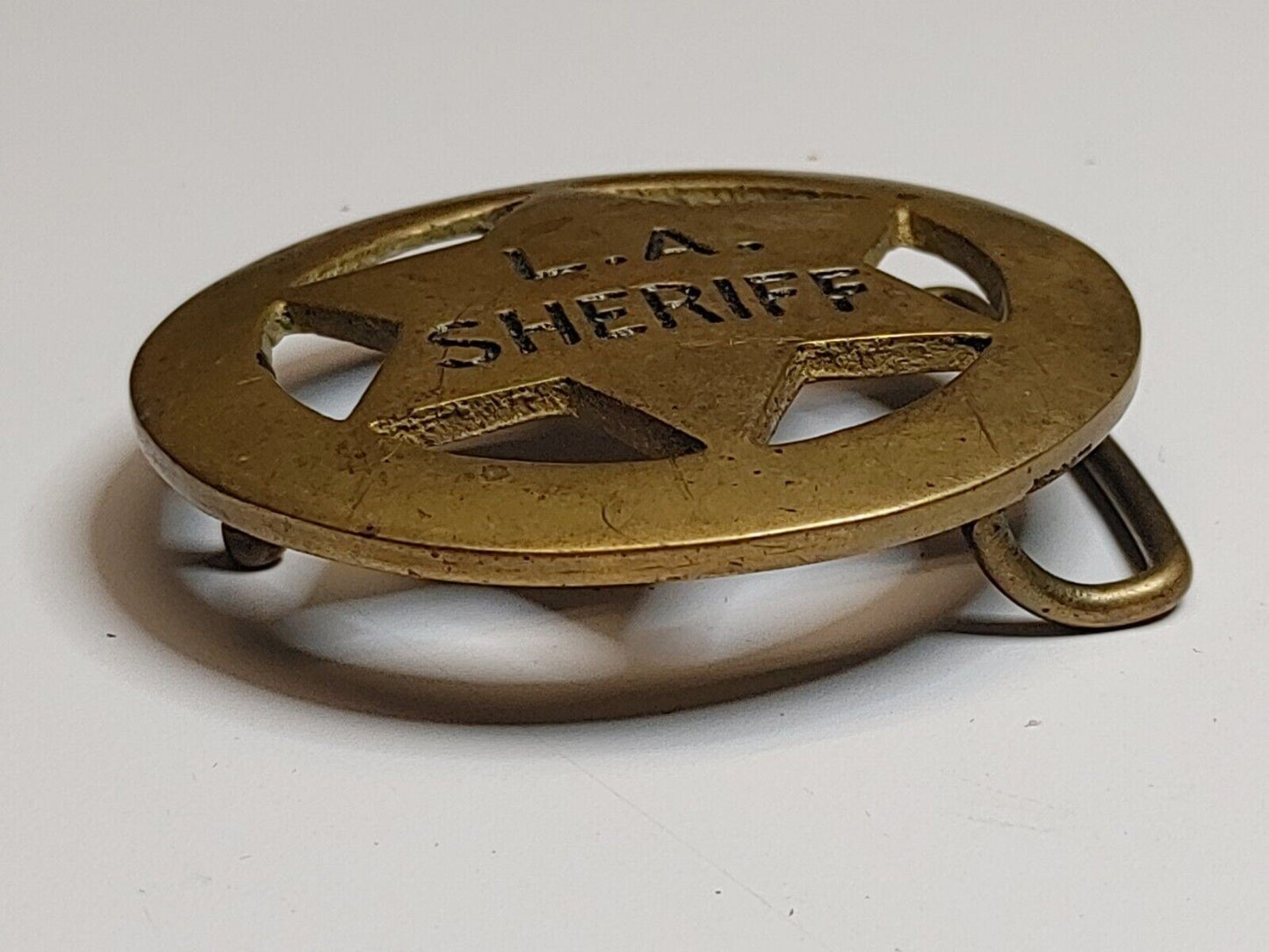 1970s **L.A. SHERIFF** LOS ANGELES CALIFORNIA SOLID BRASS BELT BUCKLE