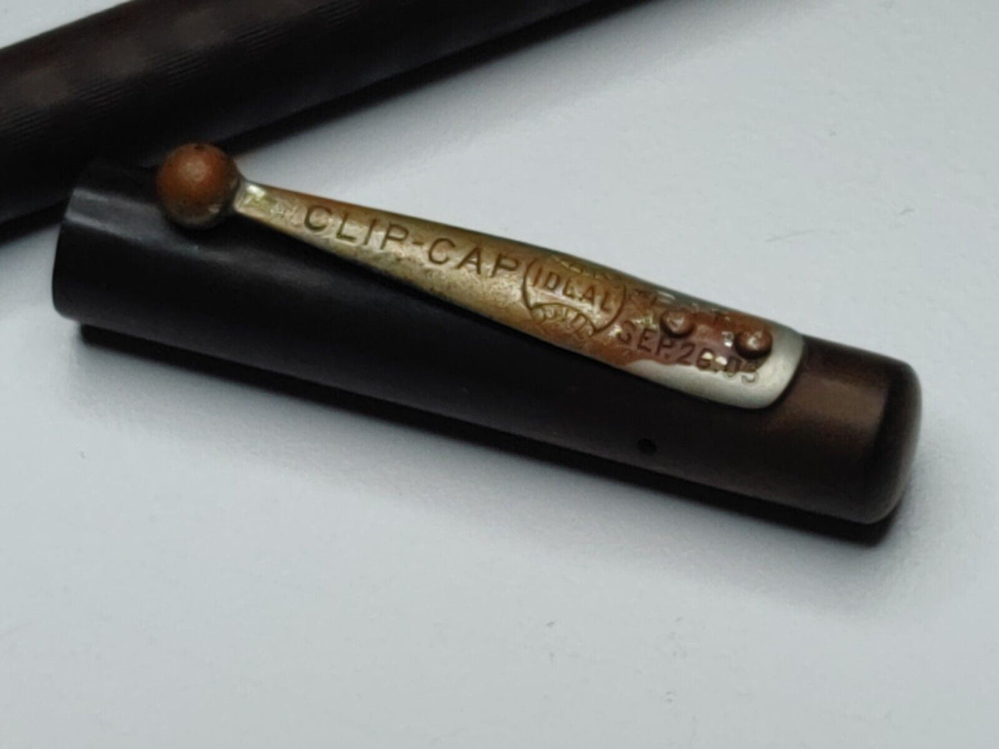Antique Waterman Ideal Clip Cap Fountain Pen Brown Plastic, 1899 Patent Date