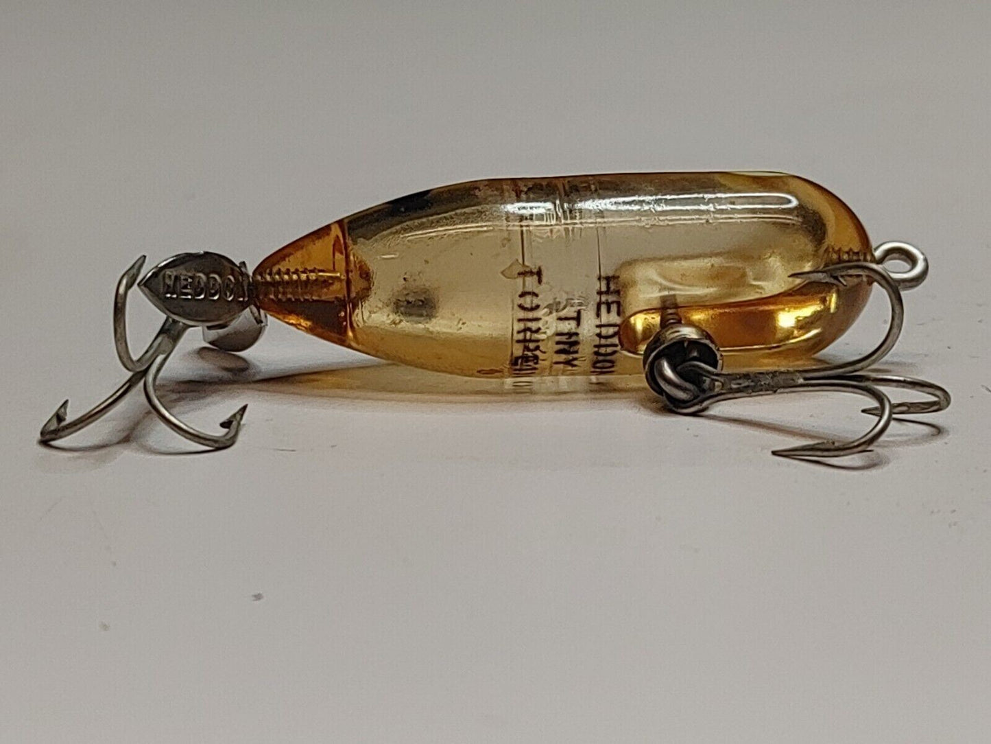 Super Tough Heddon Tiny Torpedo - Clear w/ 2 black dots - Vintage - No Corrosion