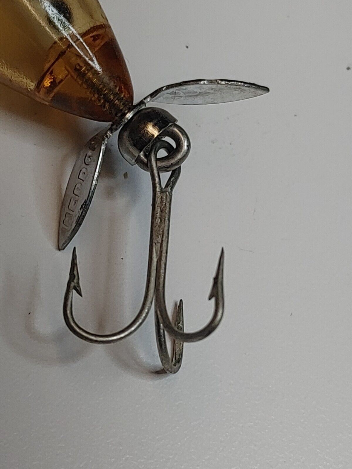Super Tough Heddon Tiny Torpedo - Clear w/ 2 black dots - Vintage - No Corrosion
