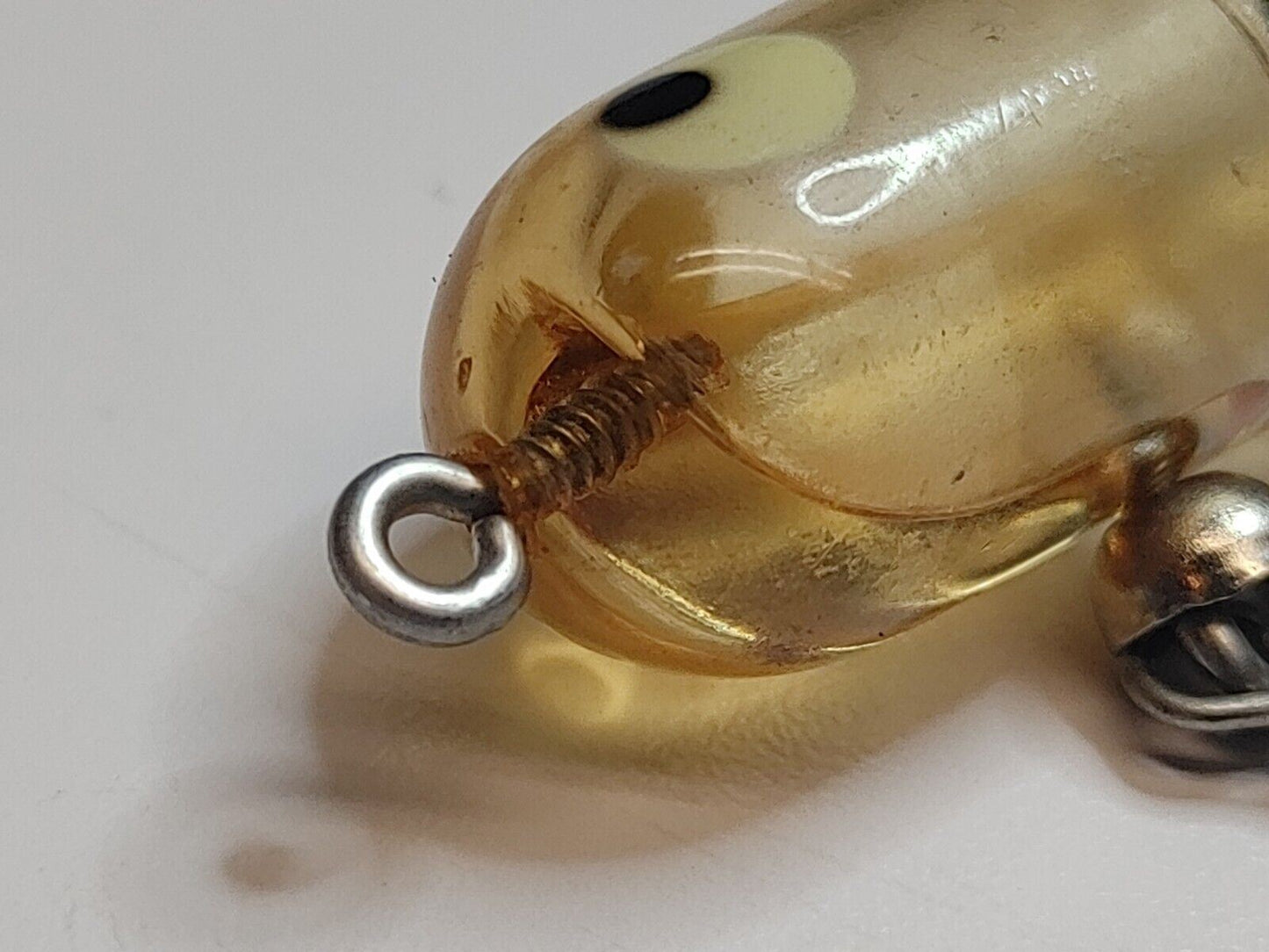 Super Tough Heddon Tiny Torpedo - Clear w/ 2 black dots - Vintage - No Corrosion