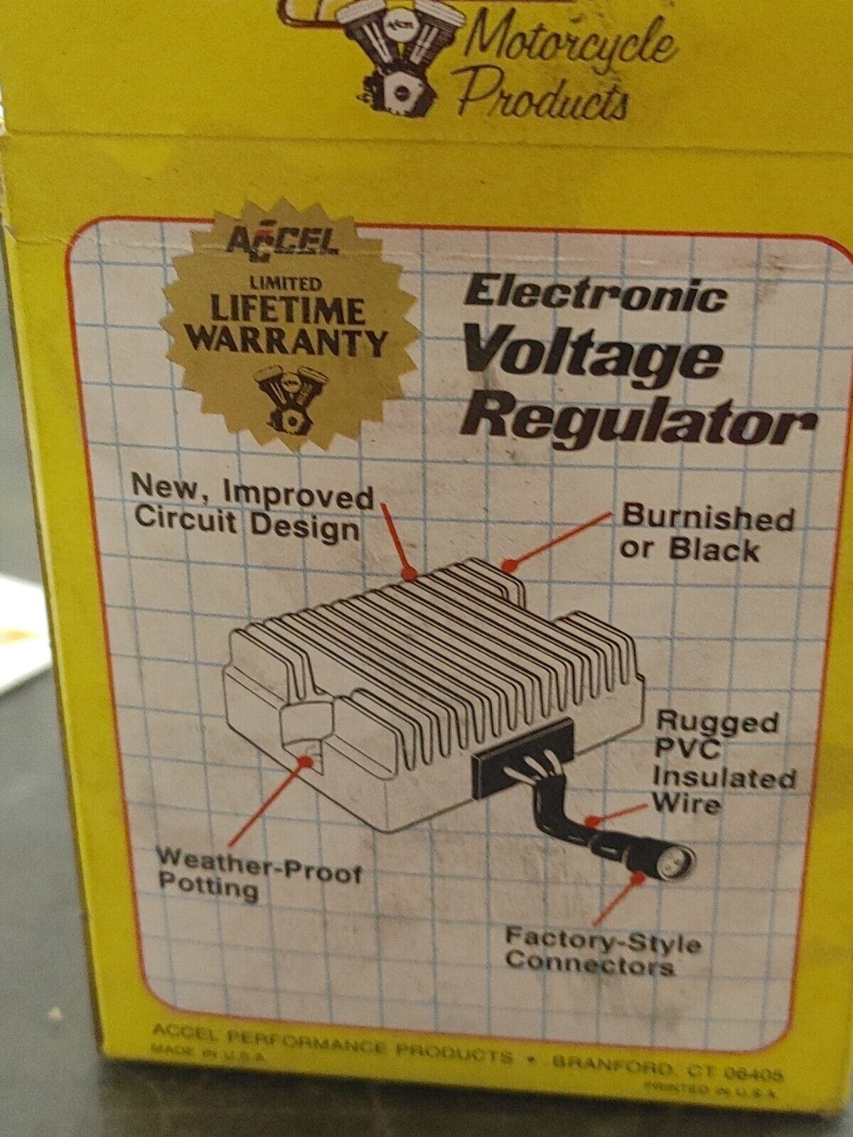 NOS Accel Electronic Voltage Regulator #201100 Fits 1971-75 Harley FX/FXE