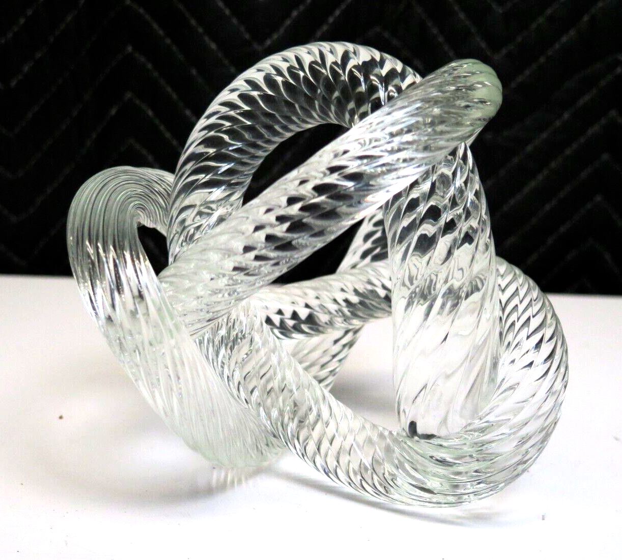 Mid-century Italian Blown Glass Signed Zanetti Twisted Rope Knot - 6" x 6"