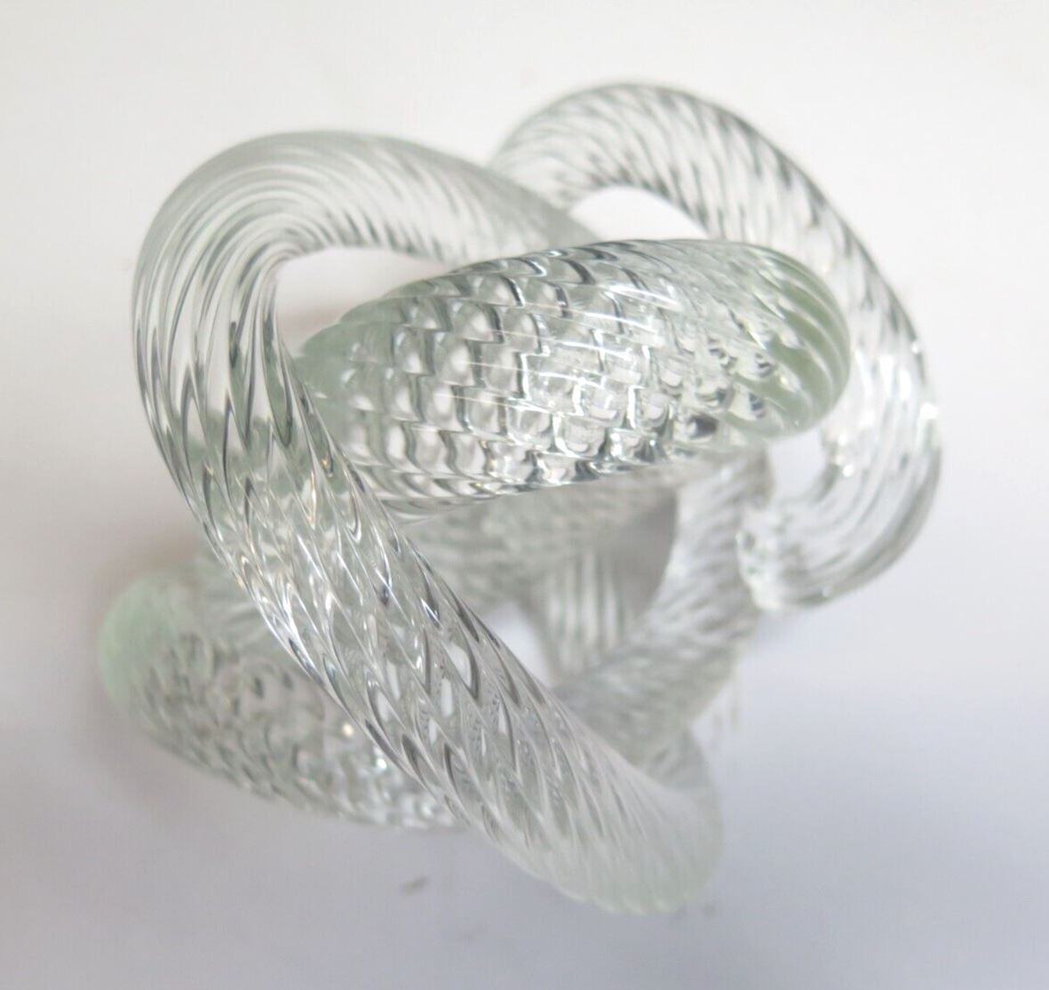 Mid-century Italian Blown Glass Signed Zanetti Twisted Rope Knot - 6" x 6"