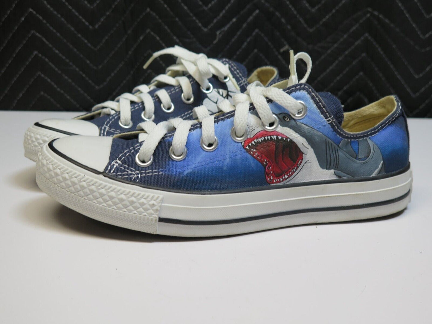 Shark Attack Converse Sneakers Men's 5 (Women's 7) - Hang Loose Flamingo