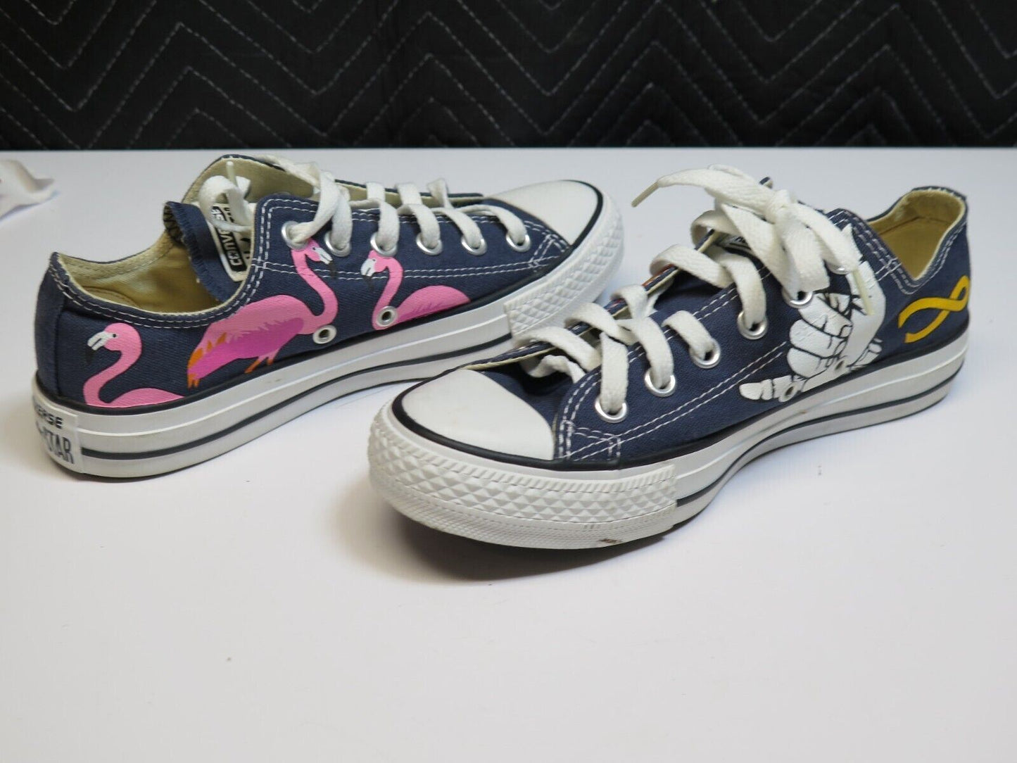 Shark Attack Converse Sneakers Men's 5 (Women's 7) - Hang Loose Flamingo
