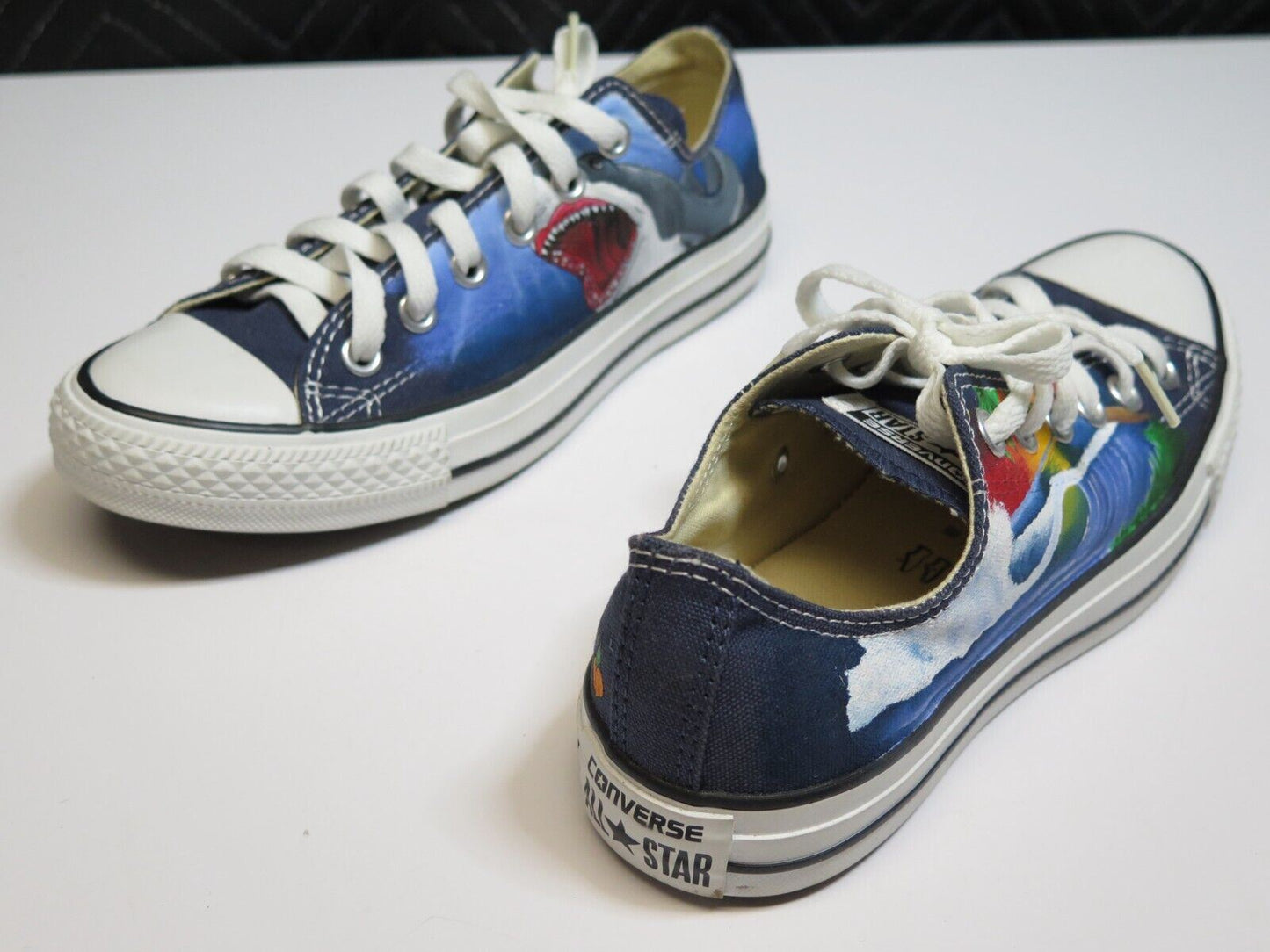 Shark Attack Converse Sneakers Men's 5 (Women's 7) - Hang Loose Flamingo