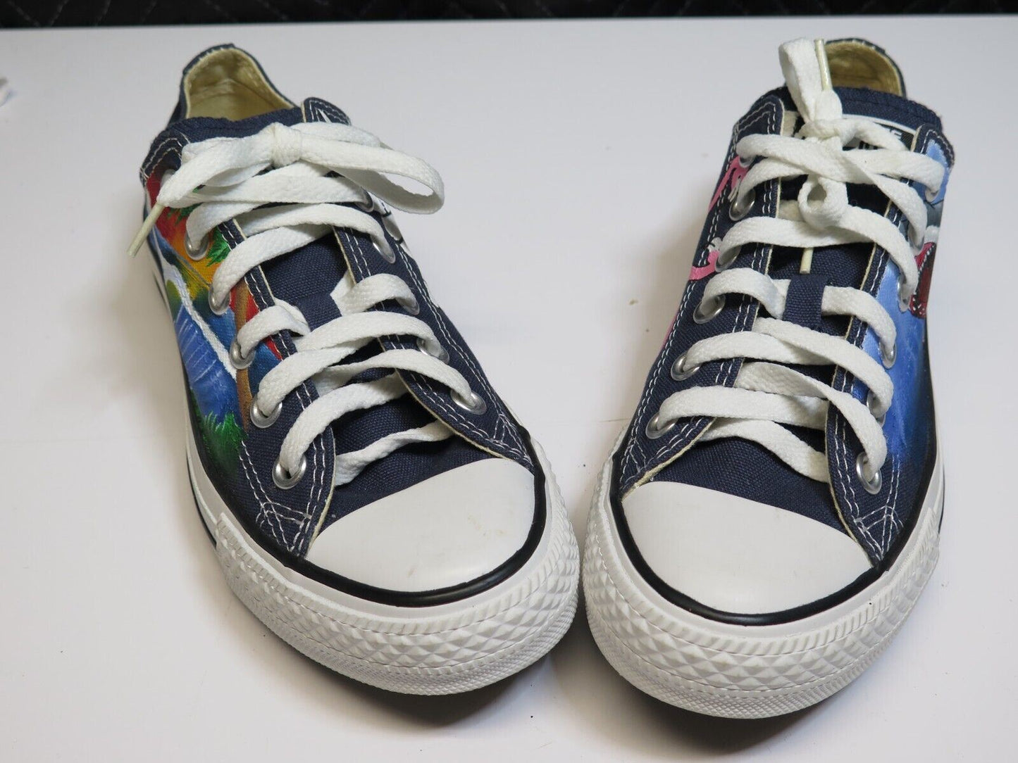 Shark Attack Converse Sneakers Men's 5 (Women's 7) - Hang Loose Flamingo