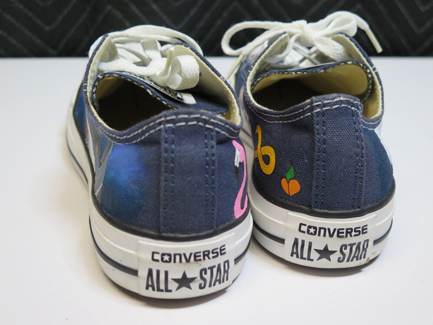 Shark Attack Converse Sneakers Men's 5 (Women's 7) - Hang Loose Flamingo