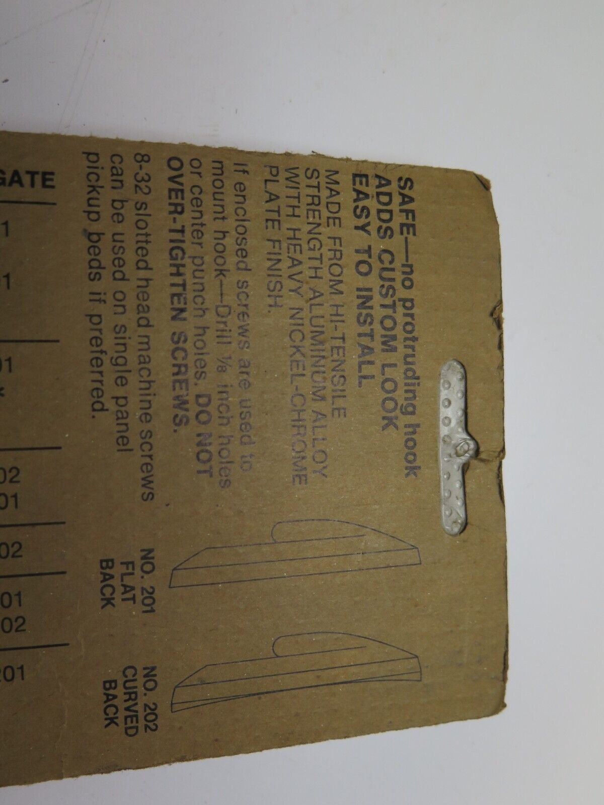 Tie Rite Pair of Rope Hook - No. 202 Curved back, NOS Vintage