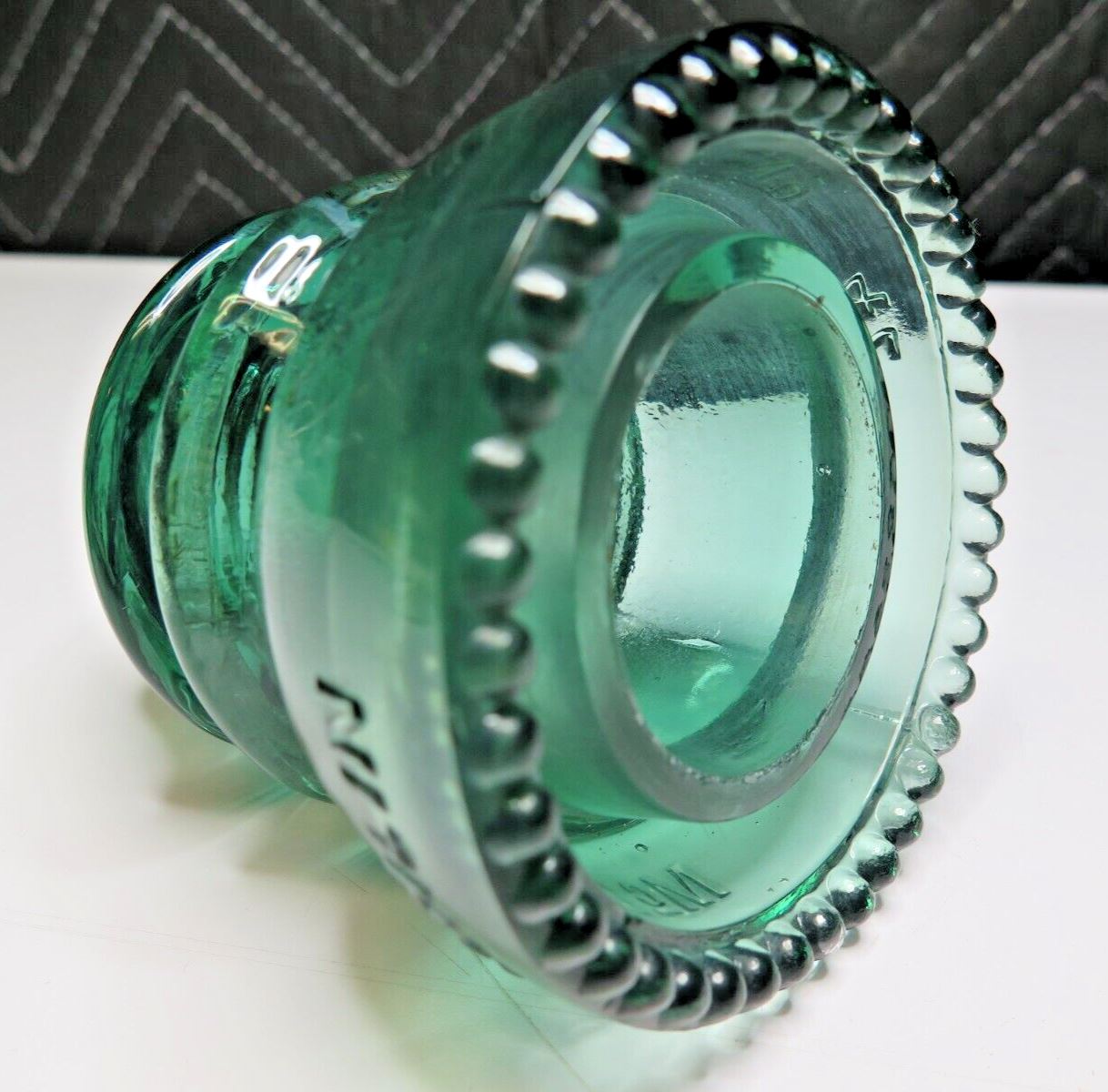 Vintage McLaughlin No 42 Glass Insulator Lime Green Tall Dome