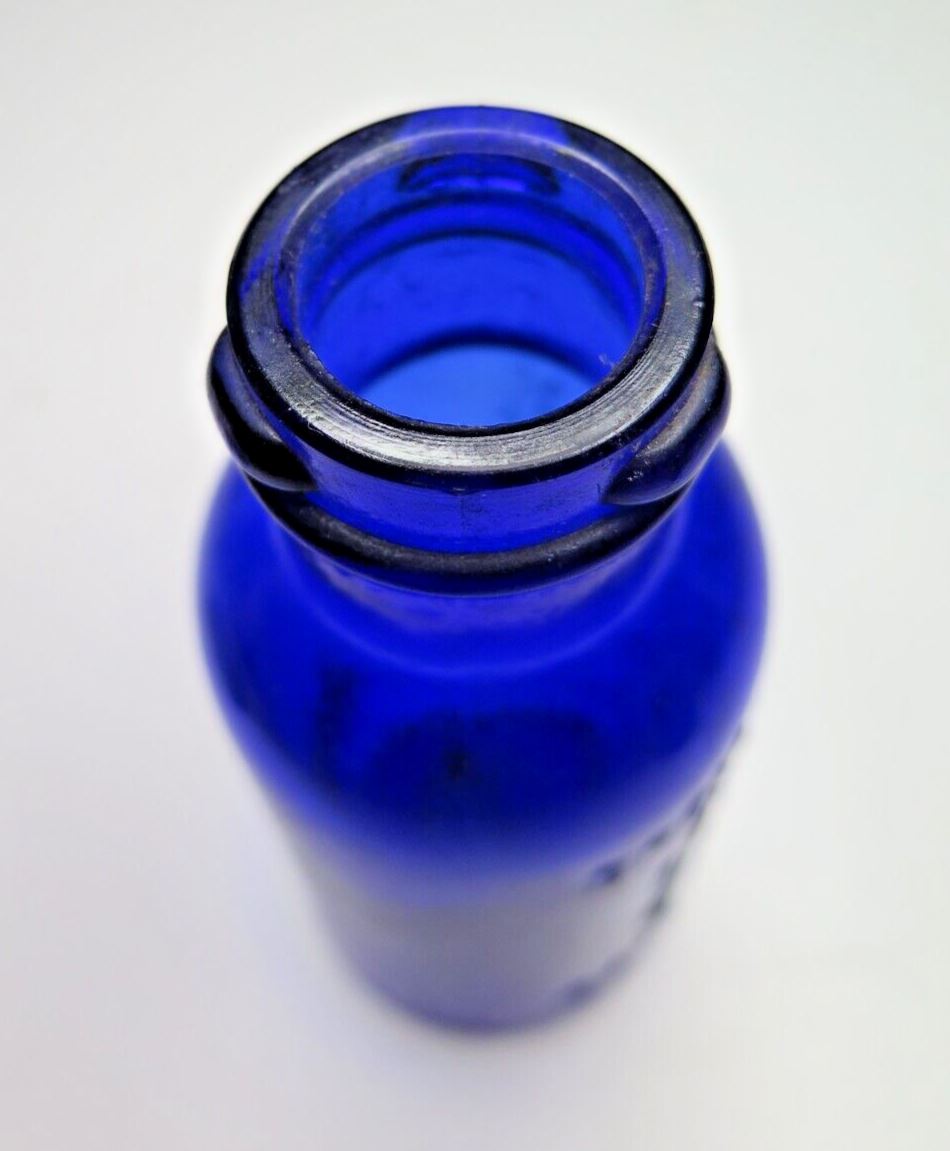 Cobalt BROMO SELTZER Emerson Bottle, Medium 5 inch, Blue Vintage Glass Medicinal