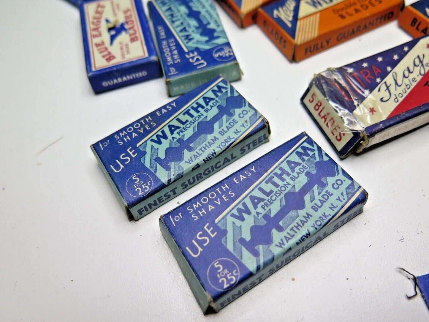 Vtg LOT 25+ boxes Double Edge RAZOR BLADES Gillette New Wonder Blue Eaglet Fan