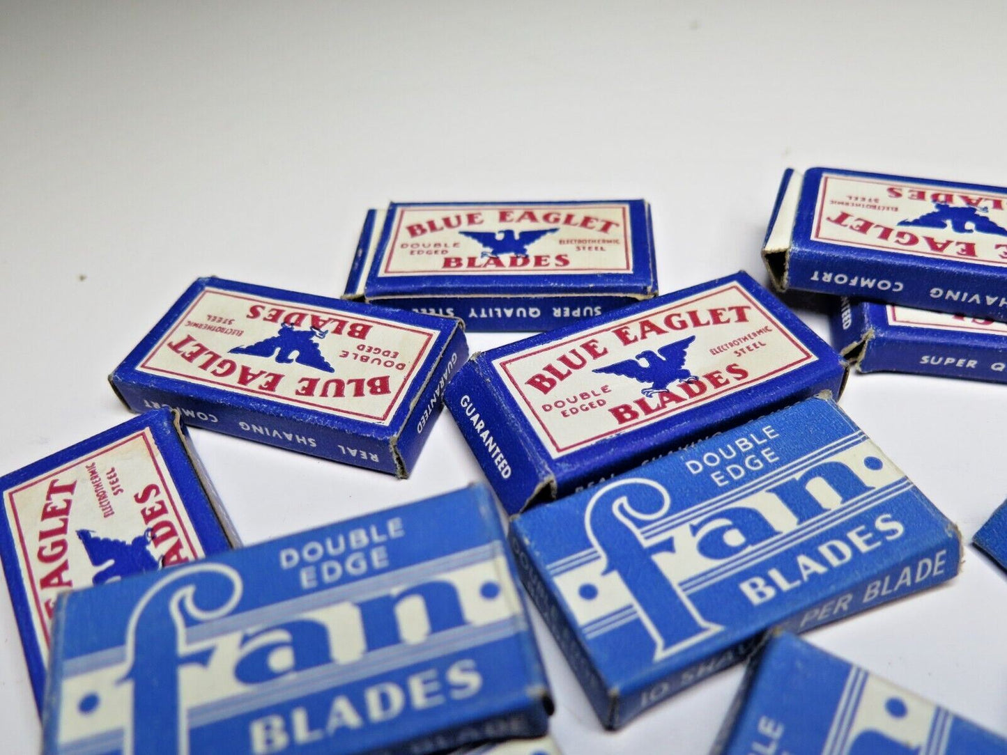 Vtg LOT 25+ boxes Double Edge RAZOR BLADES Gillette New Wonder Blue Eaglet Fan