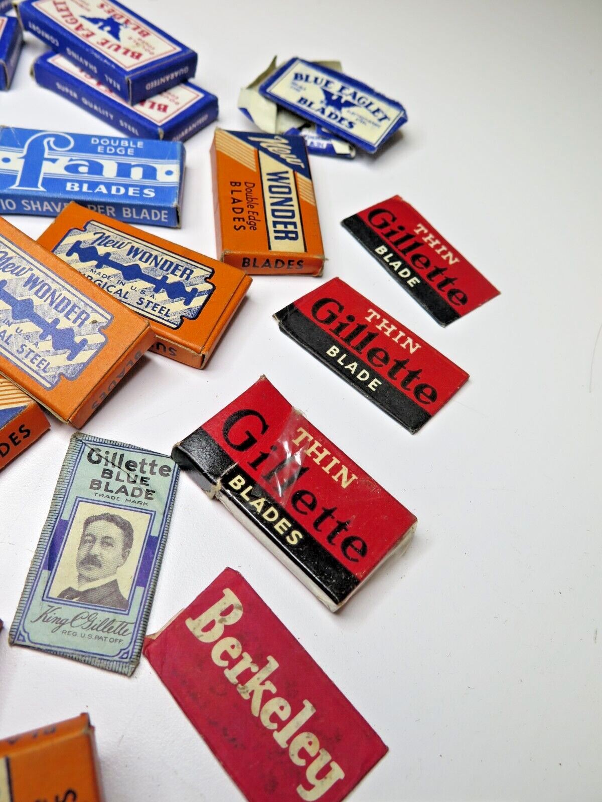 Vtg LOT 25+ boxes Double Edge RAZOR BLADES Gillette New Wonder Blue Eaglet Fan