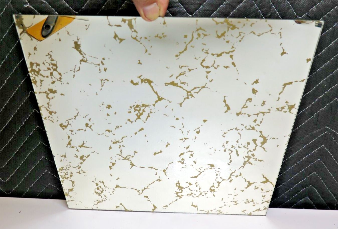6x Gold Vein Tiles Panels Float Plate Glass Mirror 12” x 12” 70’s Vintage