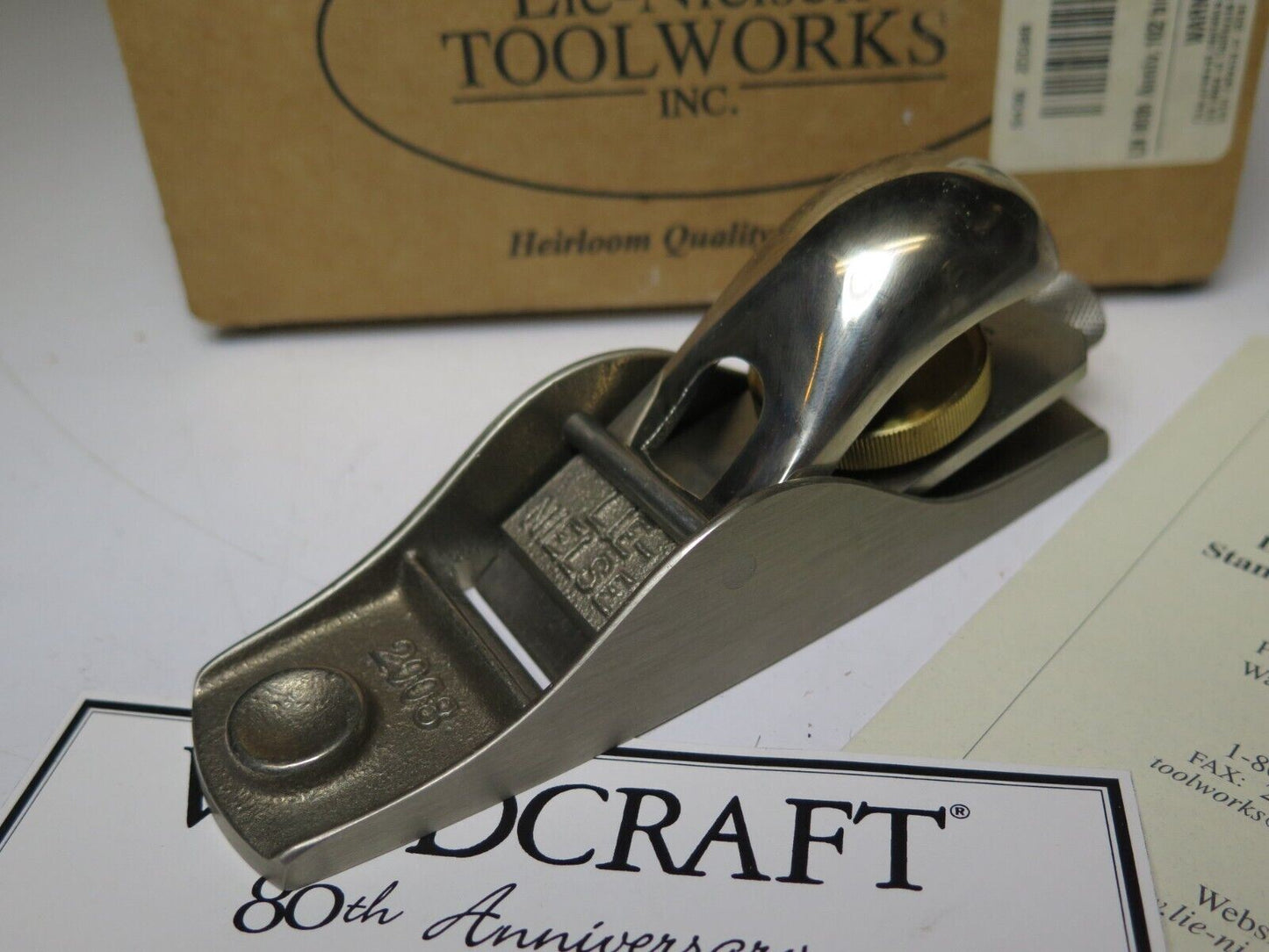 LIE NIELSEN L-N 102 White Bronze Low Angle Block Plane - 80th Limited Edition