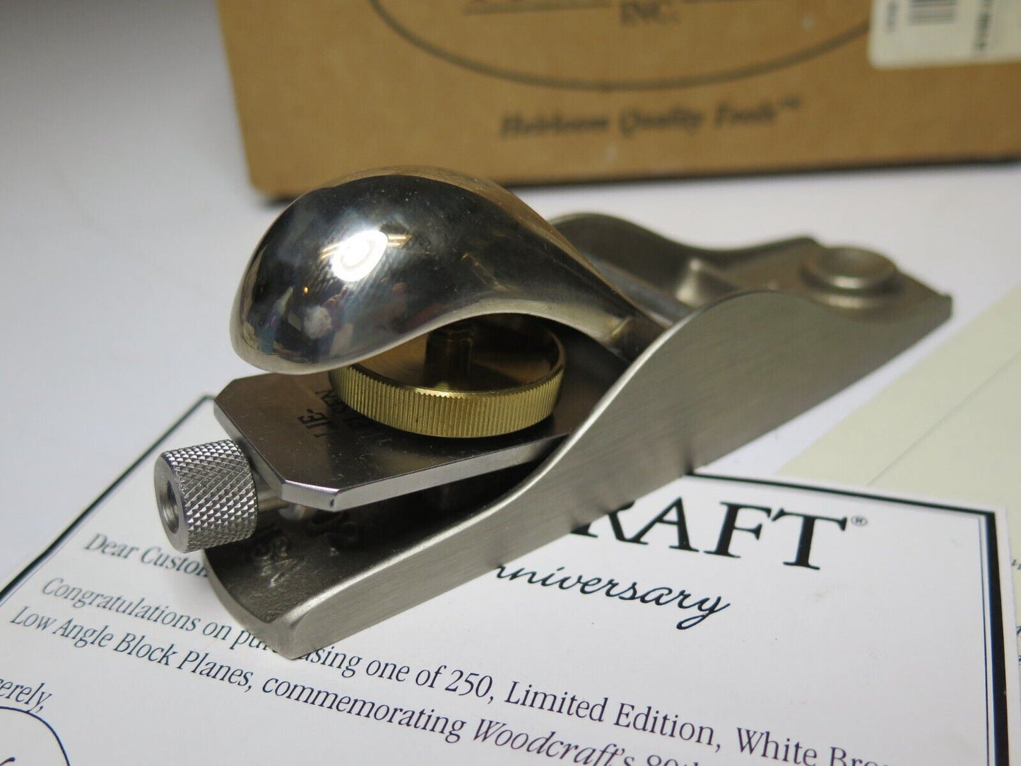 LIE NIELSEN L-N 102 White Bronze Low Angle Block Plane - 80th Limited Edition