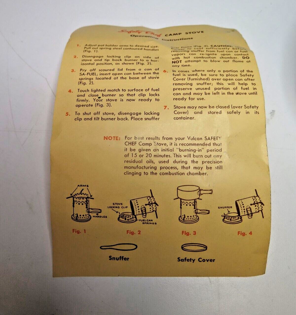 Unused Vulcan Safety Chef Single Burner Camp Stove Camp Pans Backpacking Vintage