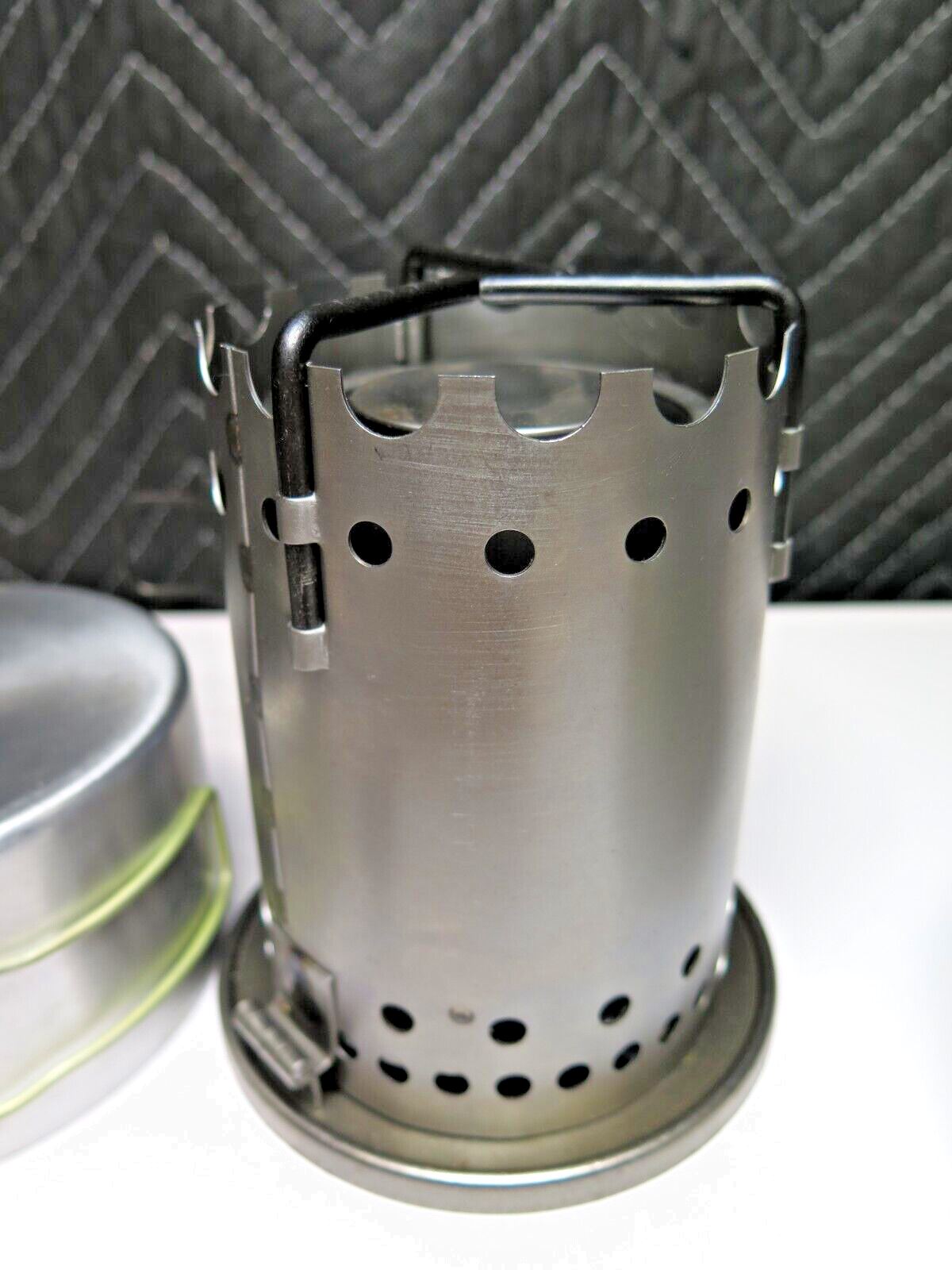 Unused Vulcan Safety Chef Single Burner Camp Stove Camp Pans Backpacking Vintage