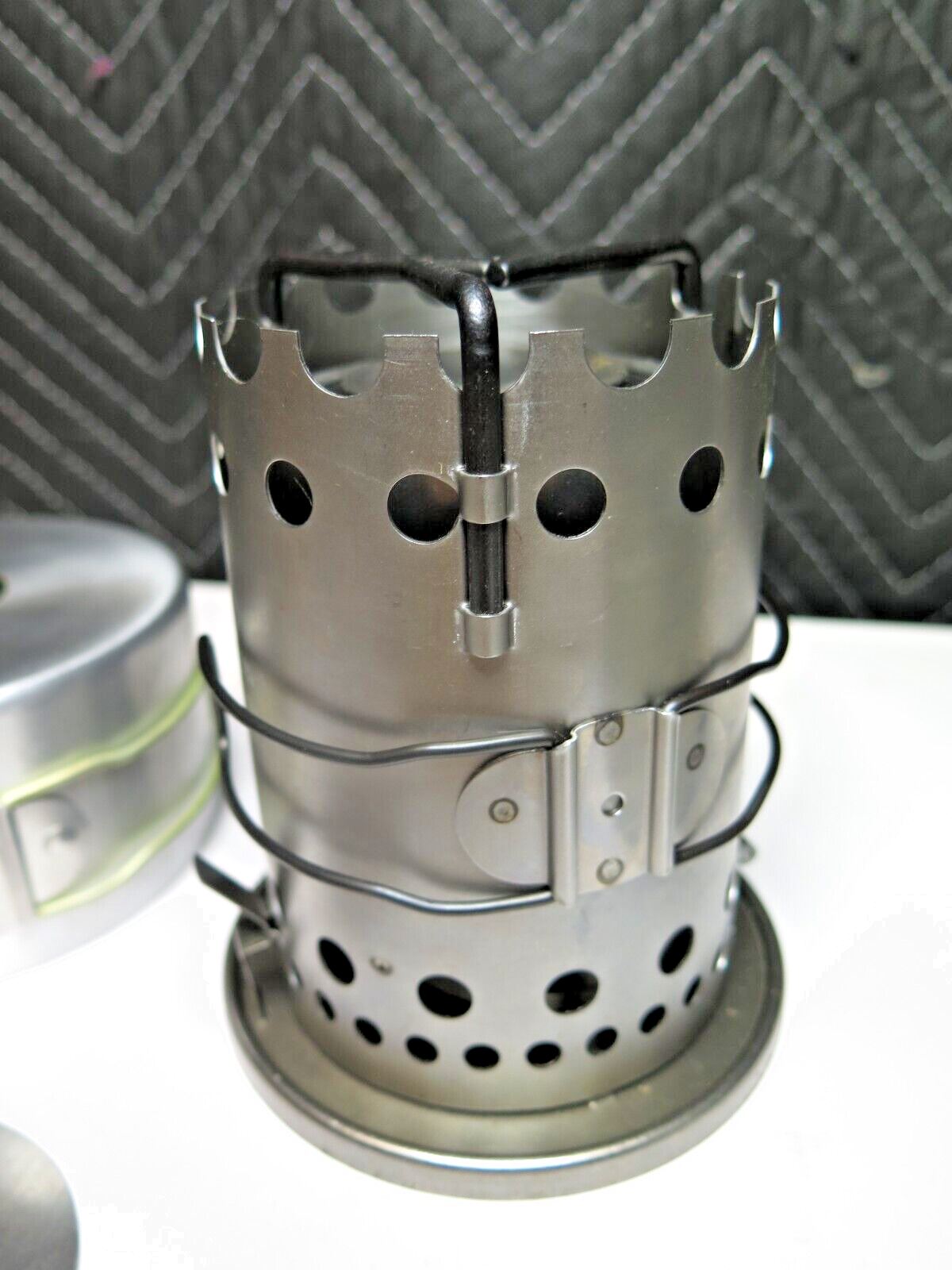 Unused Vulcan Safety Chef Single Burner Camp Stove Camp Pans Backpacking Vintage