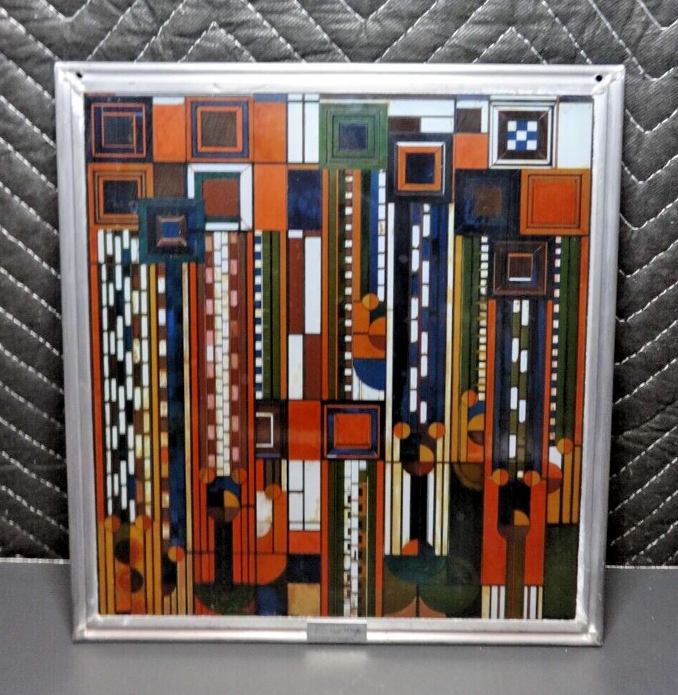 Frank Lloyd Wright Saguaro Forms & Cactus Flowers Stained Glass Suncatcher Panel