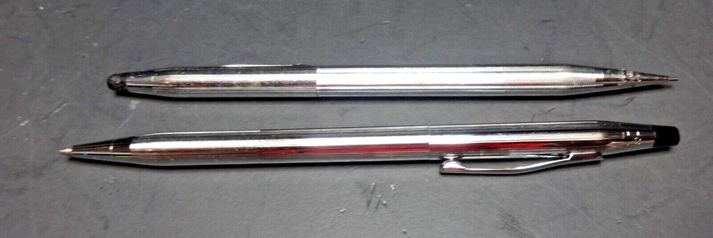 Vintage Cross Century Chrome Mechanical Pen and Pencil Set Finger Grip, USA