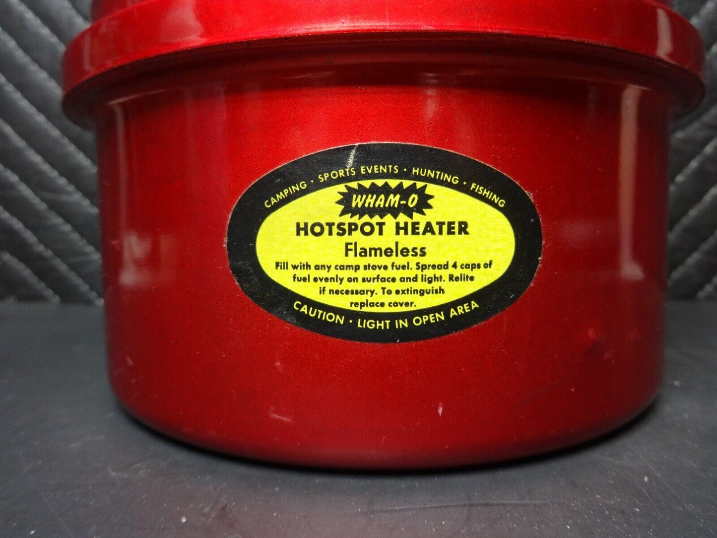 Vintage 1950s WHAM-O Safe FLAMELESS Hot Spot Catalytic Camping Stove Heater Red