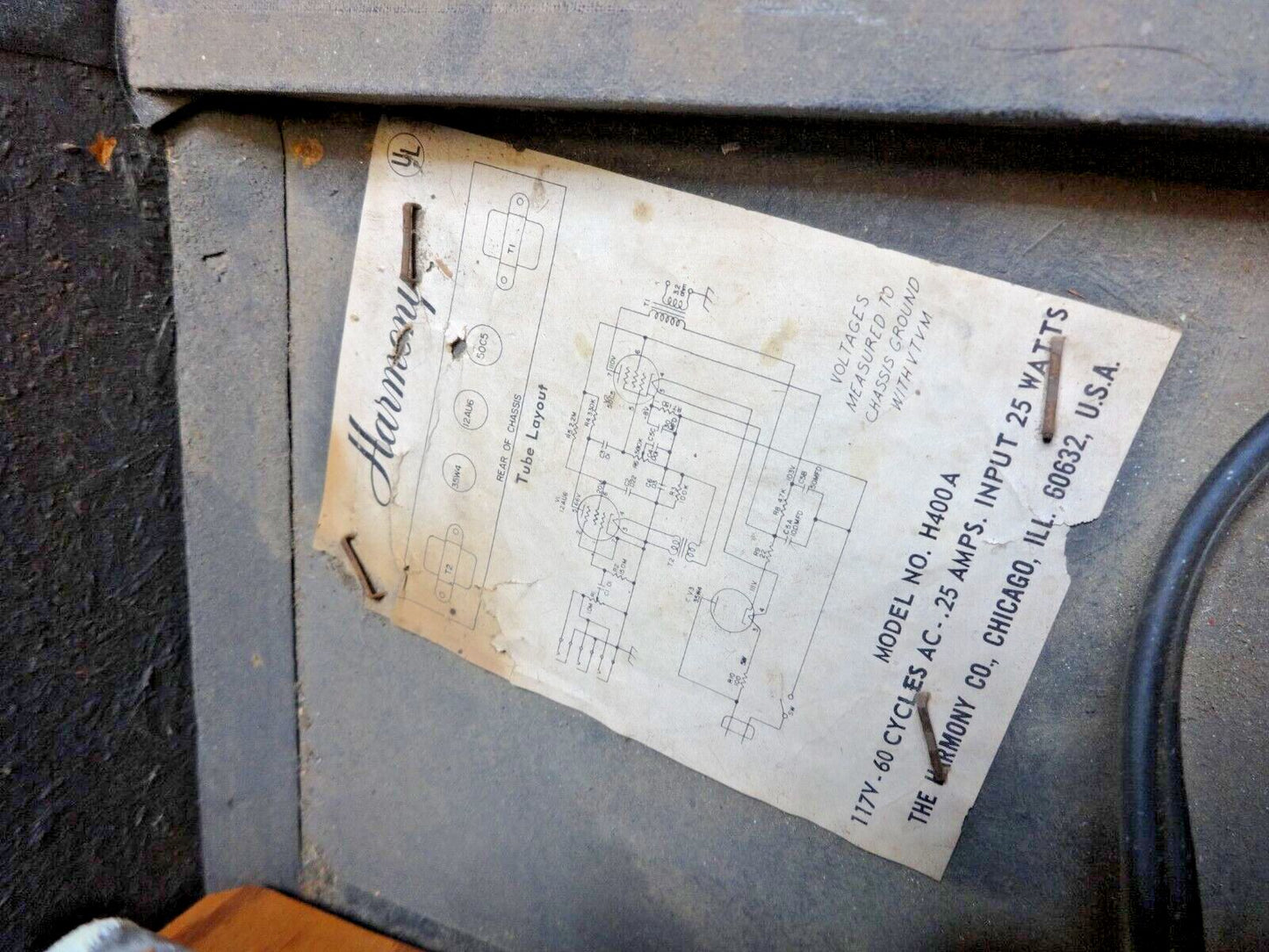 Vintage 1950s 1960s Harmony Tube amp H-400 A Small USA MADE combo Amp