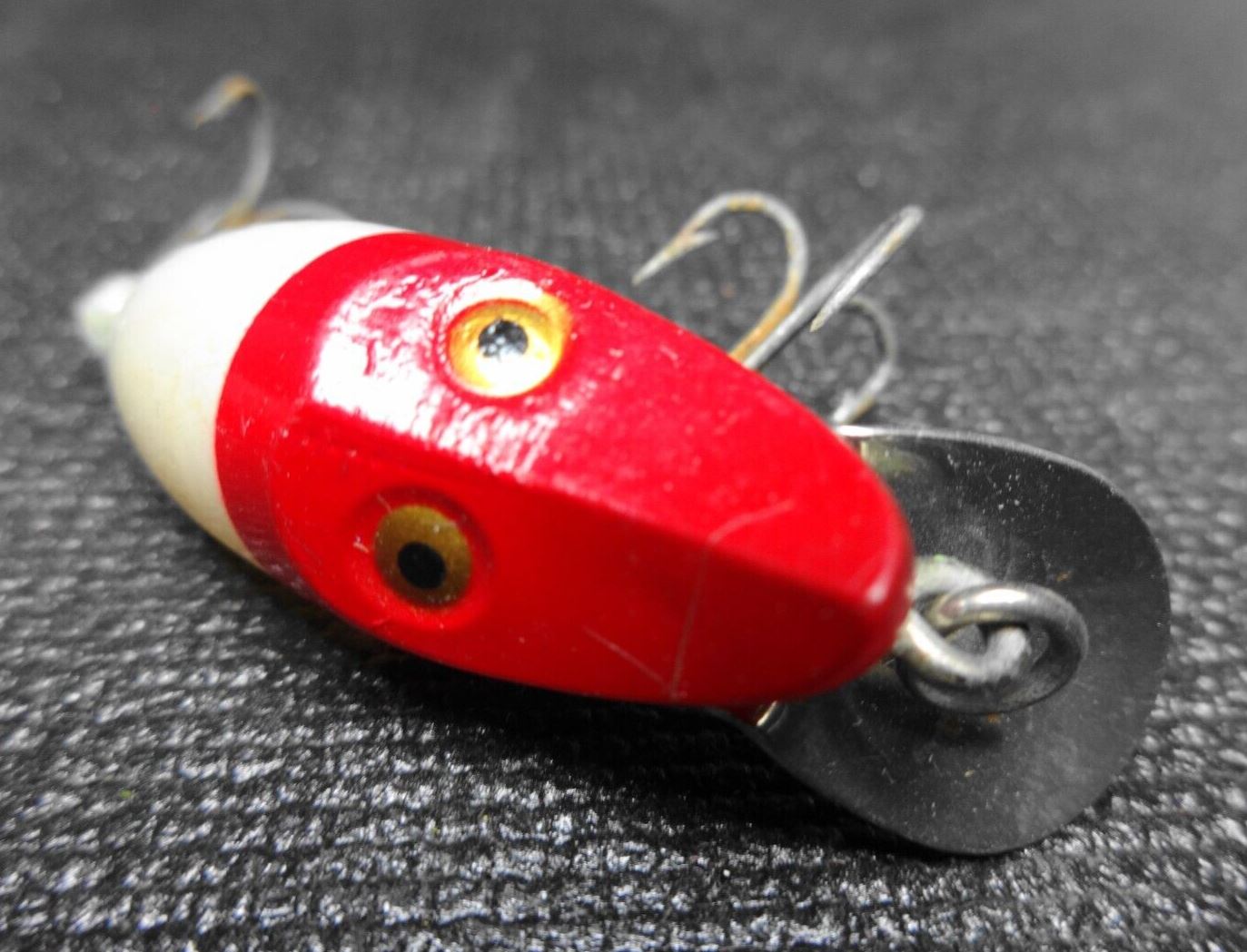 Vintage Heddon Midget River Runt Fishing Lure - Red w/ Shiner Scale